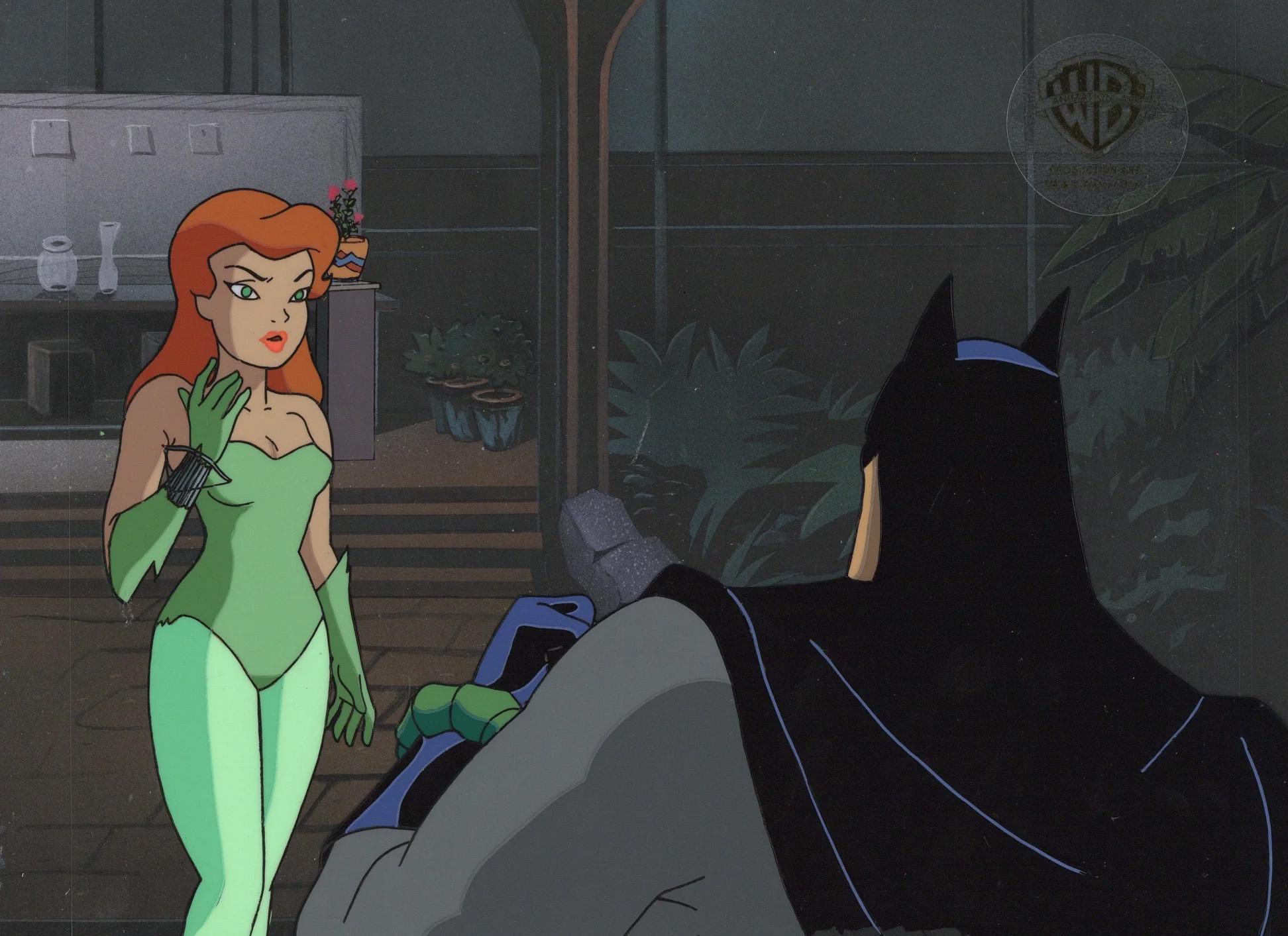 BTAS Original Production Cel & Background with Matching Drawing: Batman, Ivy - Art by Warner Bros. Studio Artists