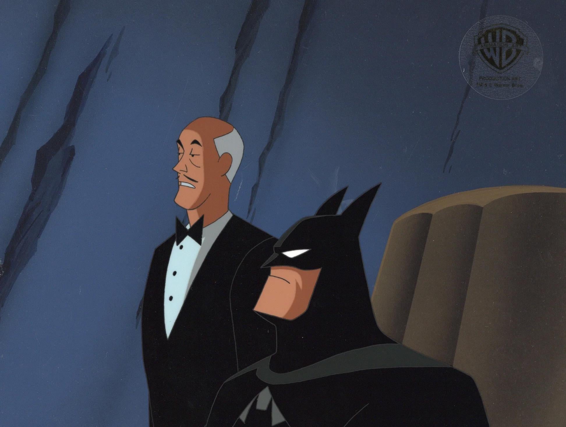 Original Prod. der TNBA. Cel auf originalem Hintergrund: Batman, Alfred – Art von DC Comics Studio Artists