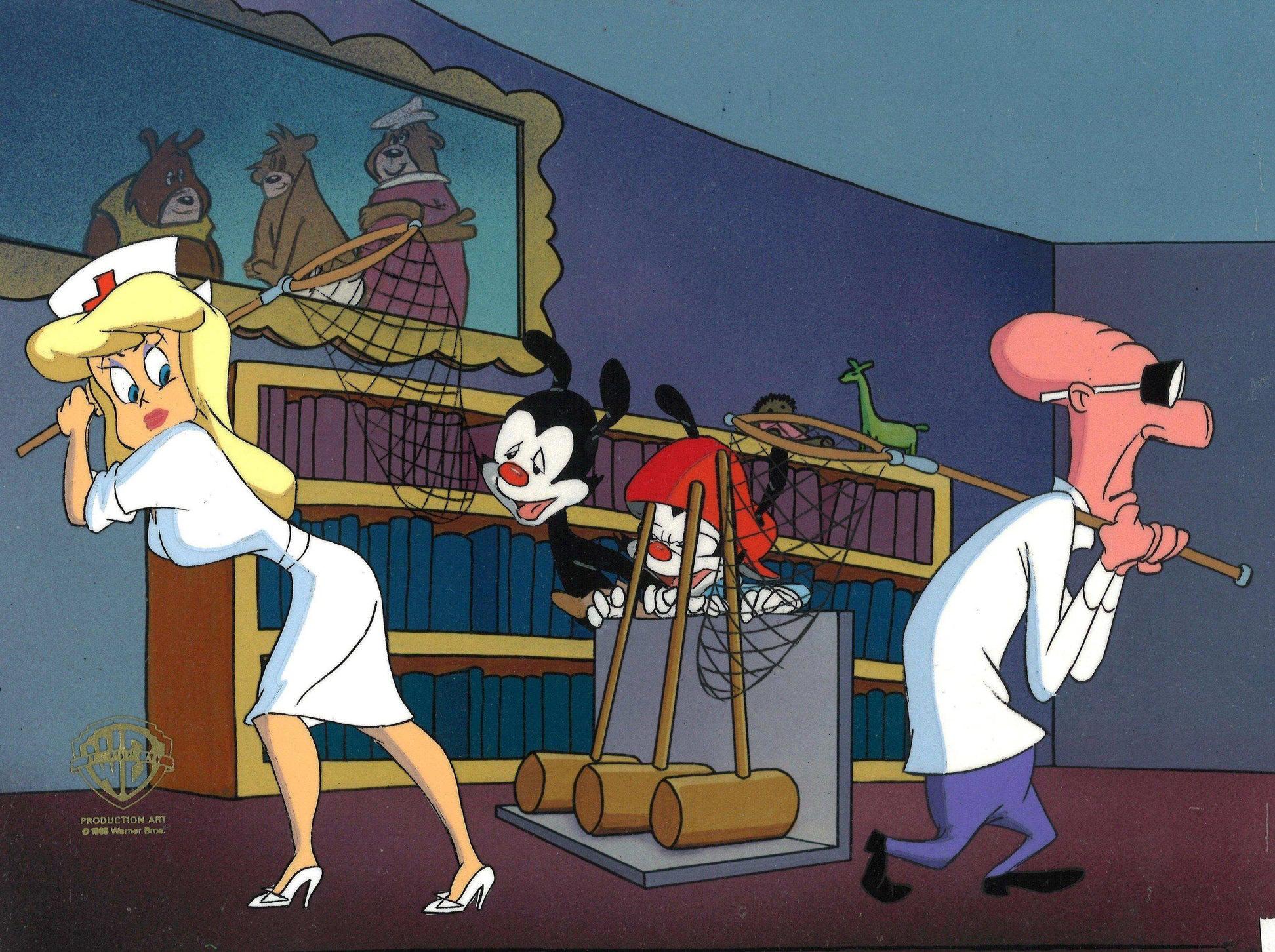 Animaniacs Original Production Cel: Nurse, Yakko, Wakko, and Dr. Scratchansniff - Art by Warner Bros. Studio Artists