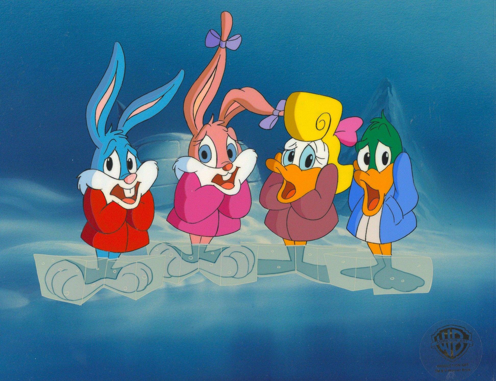 Tiny Toons Original Production Cel: Babs Bunny, Buster Bunny, Shirley, Plucky  - Art by Warner Bros. Studio Artists