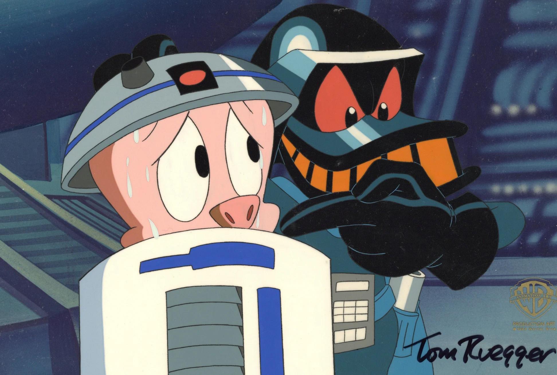 Tiny Toons Adventures Original Cel Signed Tom Ruegger: Duck Vader, Hampton  - Art by Warner Bros. Studio Artists