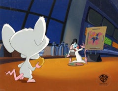 Vintage Pinky And The Brain Original Production Cel on Original Background: Pinky, Brain