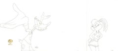 Space Jam Original-Produktionszeichnung: Daffy Duck und Lola Bunny
