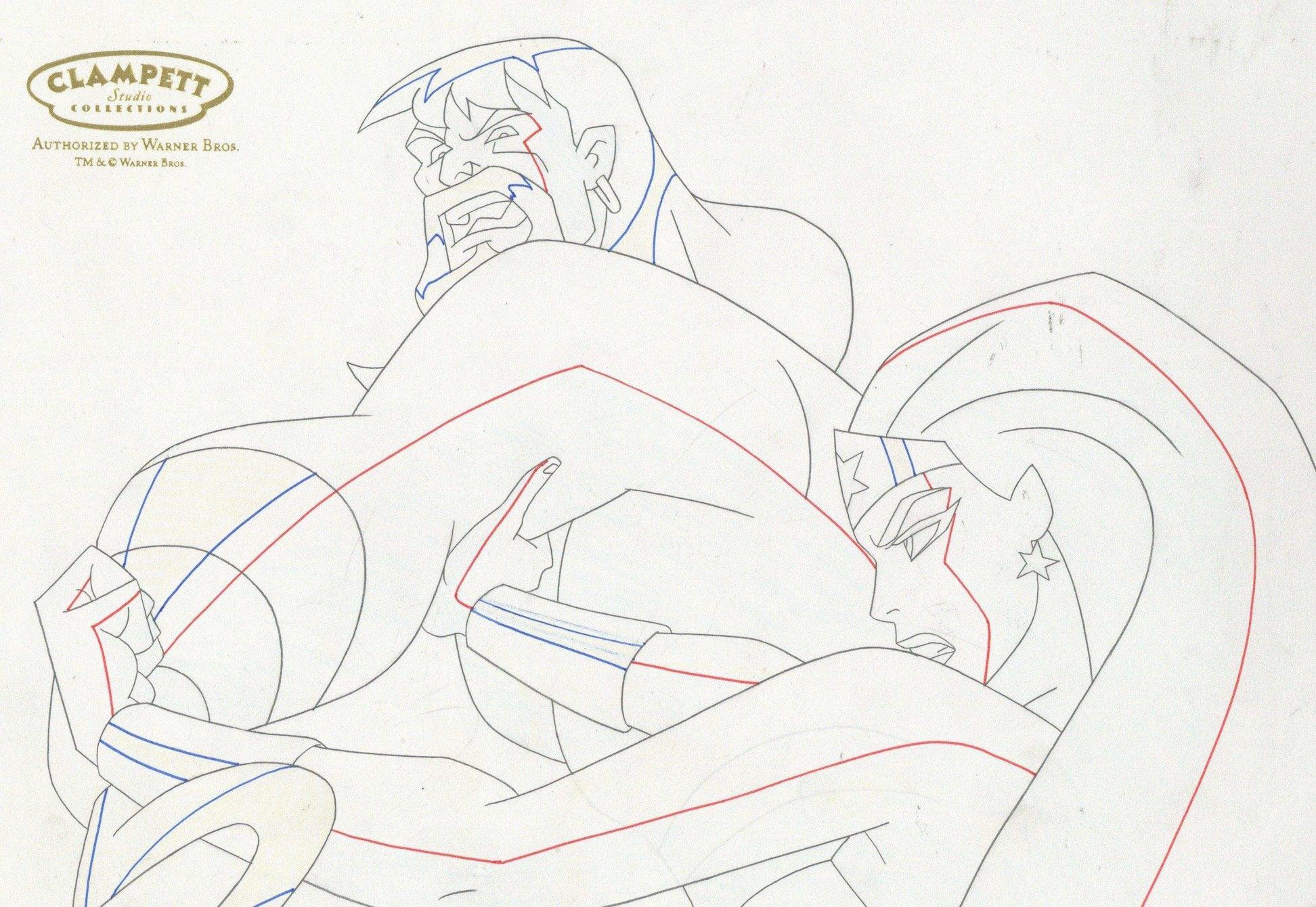 Disegno originale della produzione di Justice League: Aquaman e Wonder Woman - Art di DC Comics Studio Artists