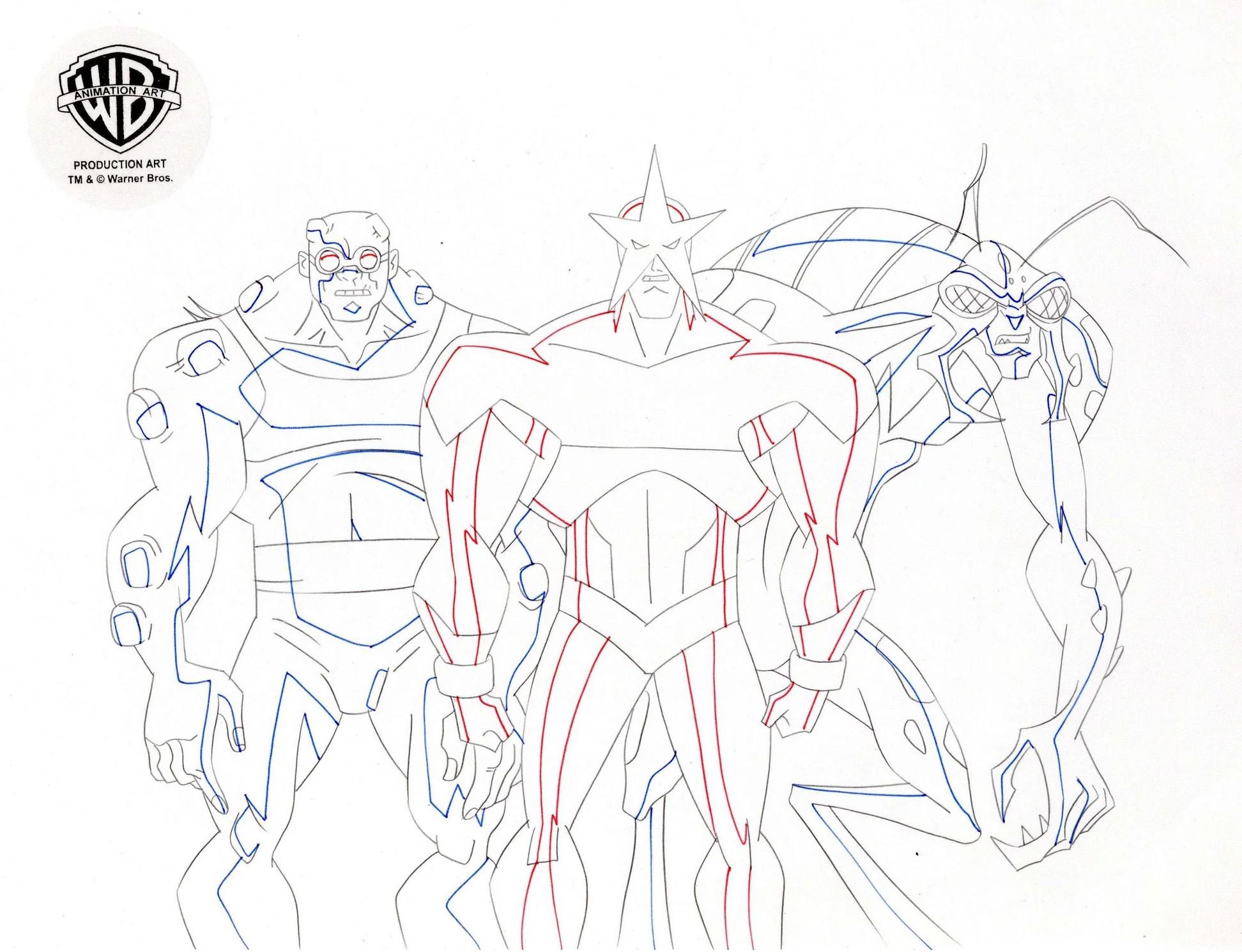 Justice League Unlimited Original Drawing: Gork, Evil Star, Hellgrammite - Art by DC Comics Studio Artists