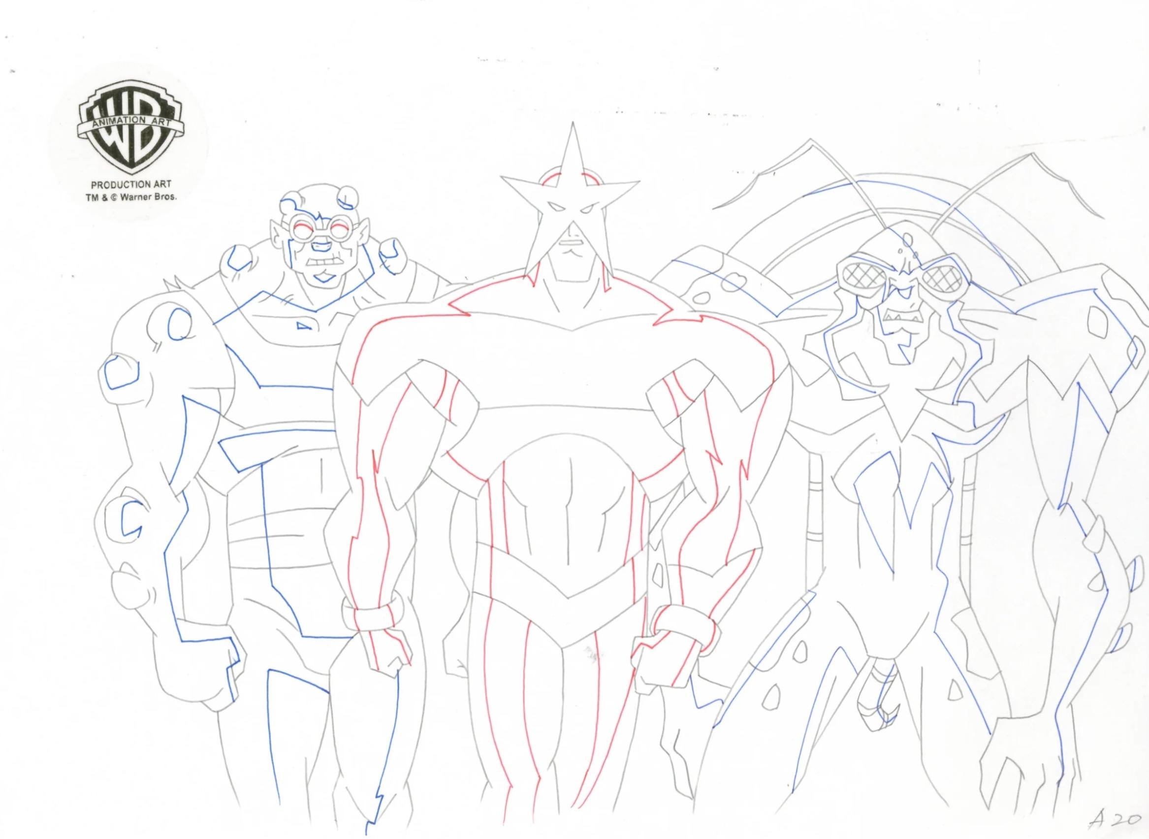 Liga de la Justicia Ilimitada Dibujo original: Gork, Estrella Maligna, Hellgrammite - Art de DC Comics Studio Artists