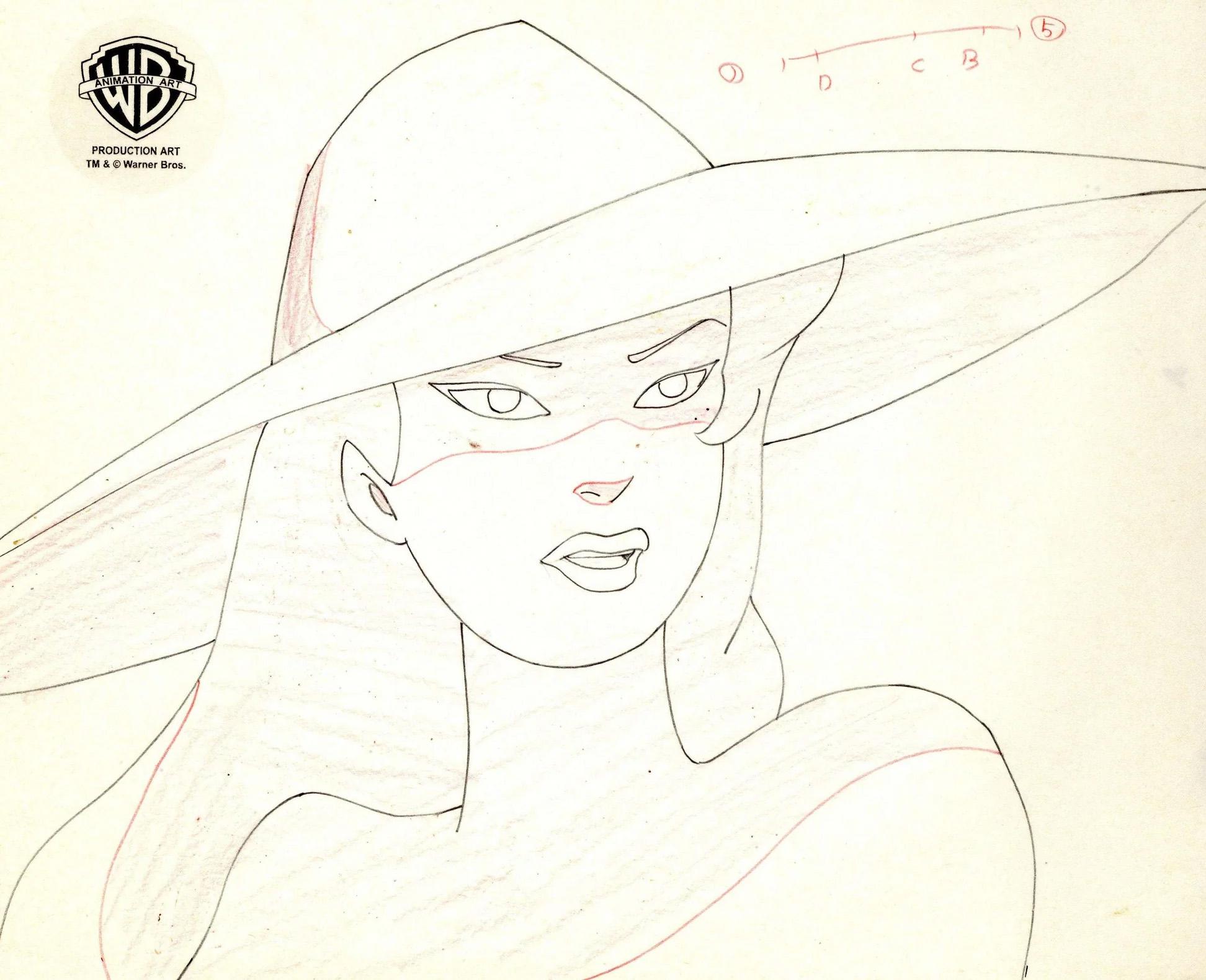 Batman The Animated Series Original Cel with Matching Drawing: Poison Ivy - Pop Art Art by DC Comics Studio Artists