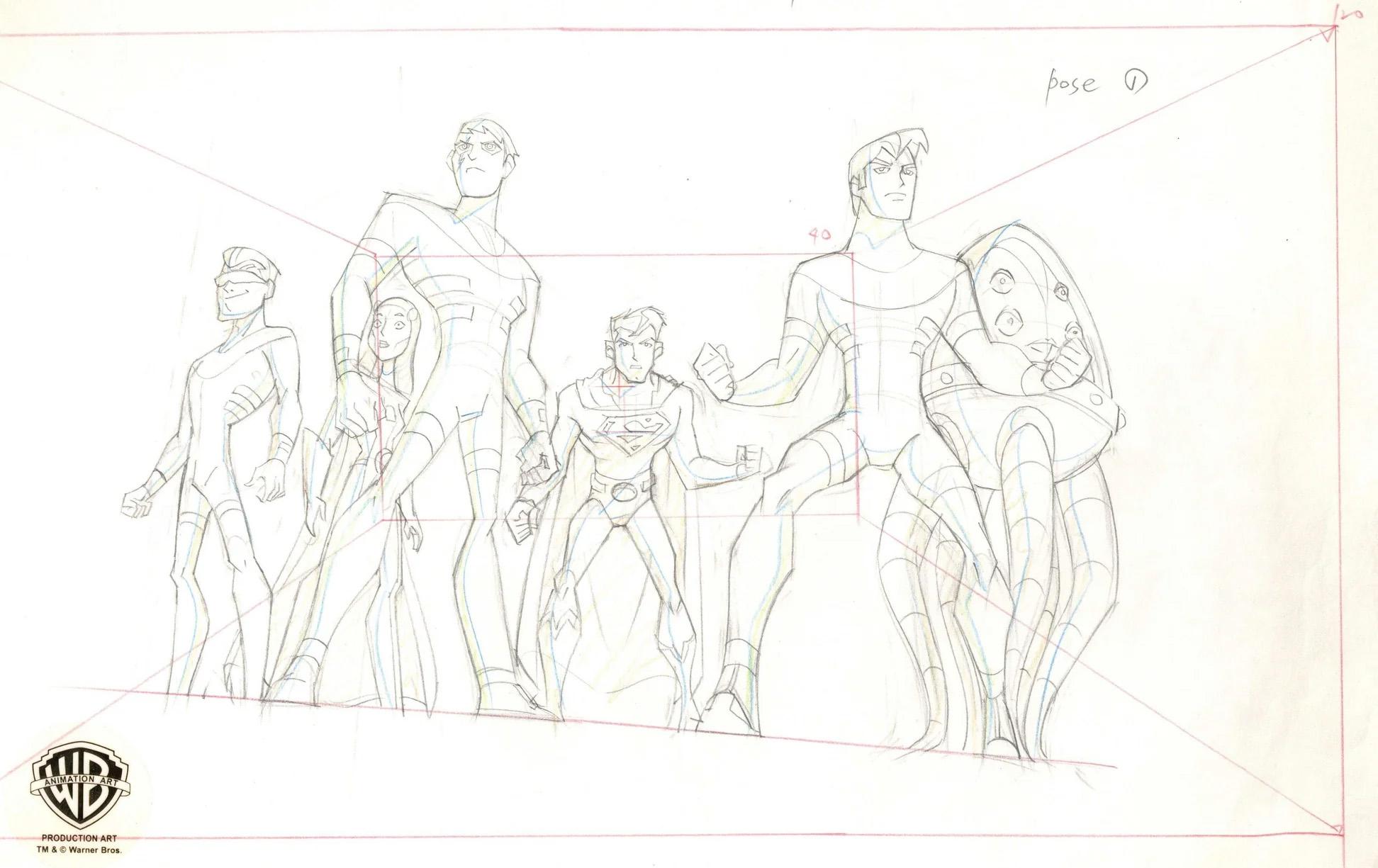 Original-Produktionszeichnung der Legion der Superheroen: Die Legion – Art von DC Comics Studio Artists