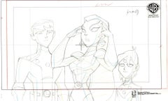 Legion of Superheroes Original Drawing: Saturn Girl, Cosmic Boy, Brainiac 5