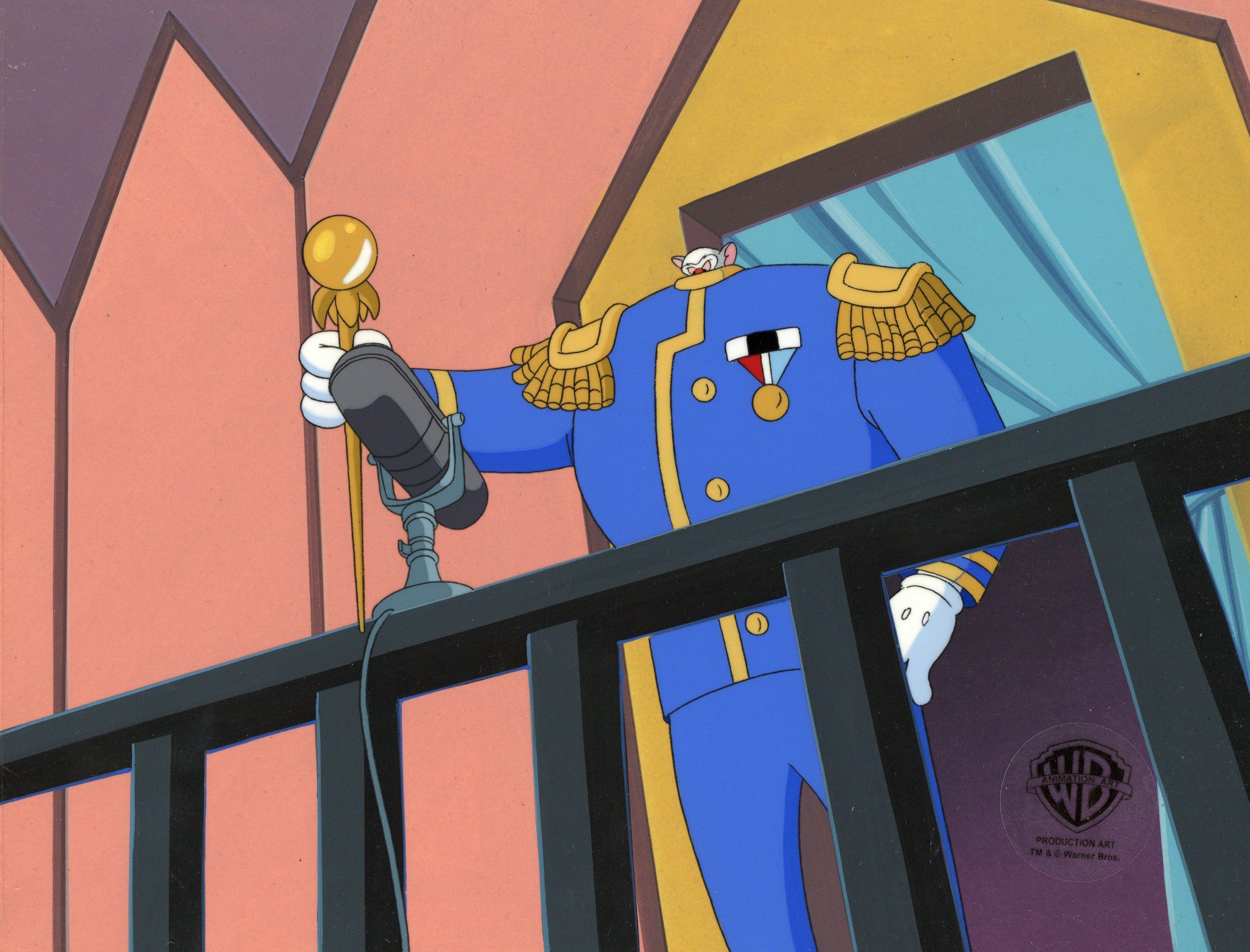 Pinky And The Brain Original Production Cel on Painted Background: Brain - Art by Warner Bros. Studio Artists