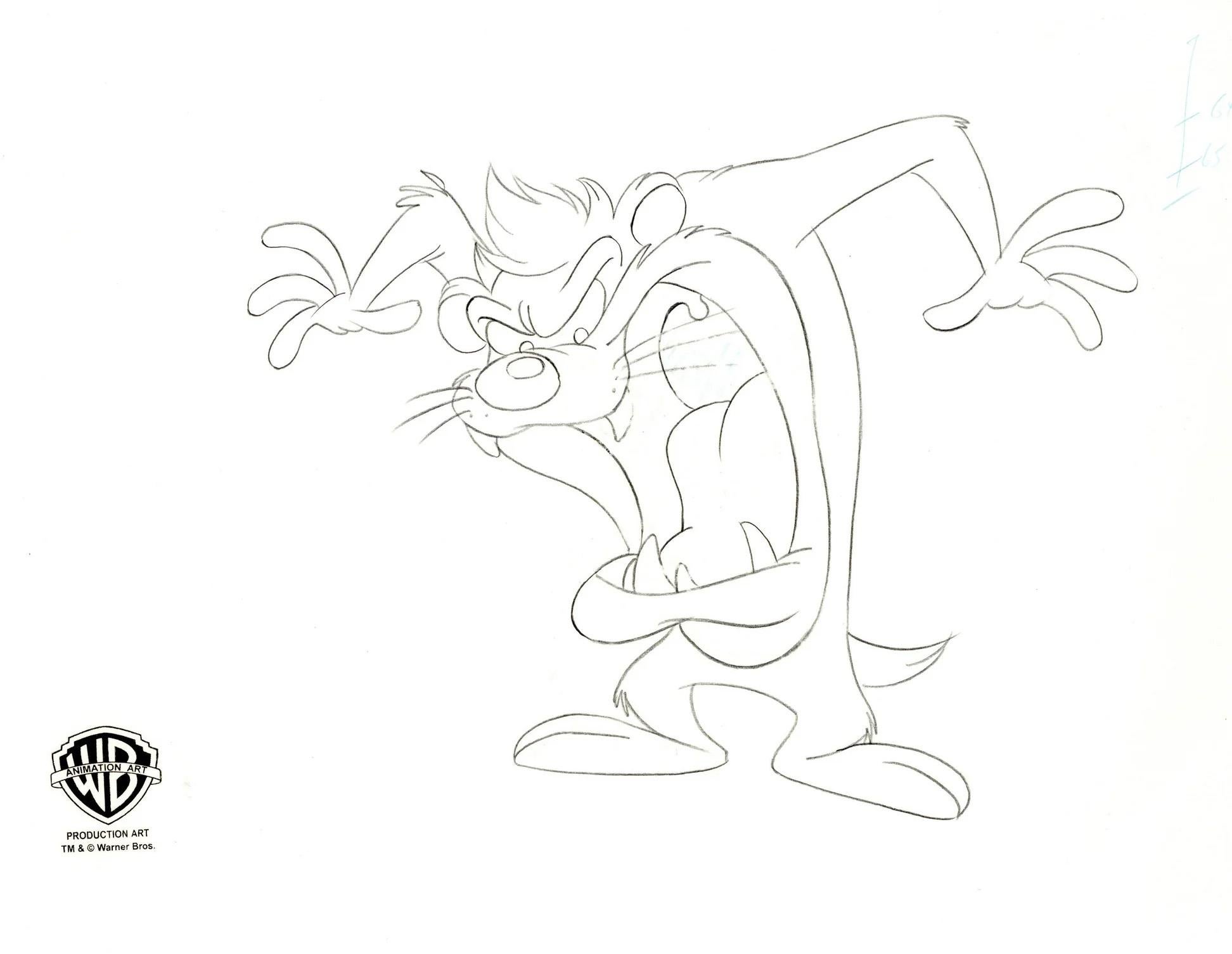 Looney Tunes - Dessin de production d'origine : Diable de Tasmanie - Art de Looney Tunes Studio Artists
