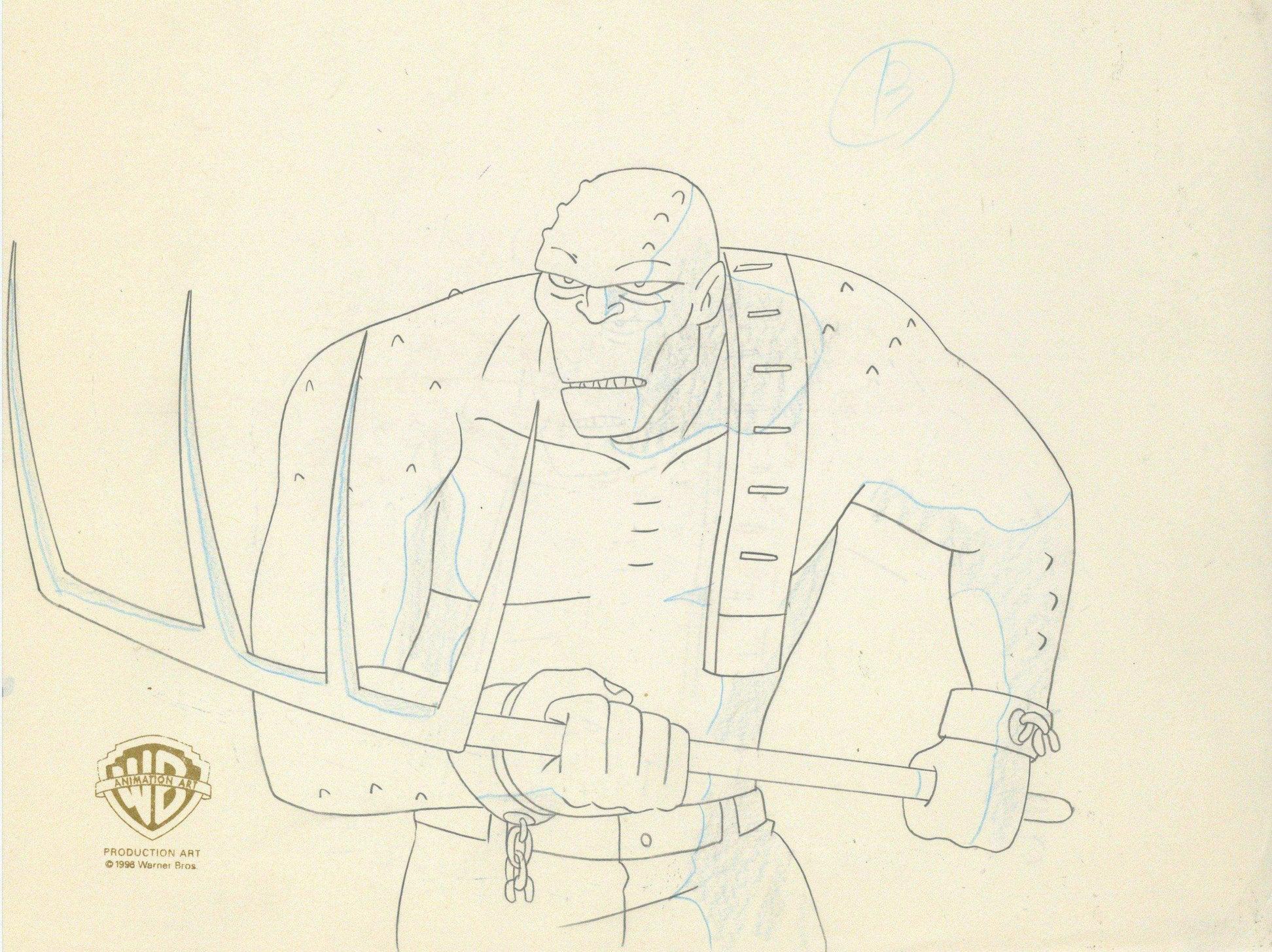 Batman The Animated Series, dessin de production d'origine : Le crocodile tueur - Art de DC Comics Studio Artists