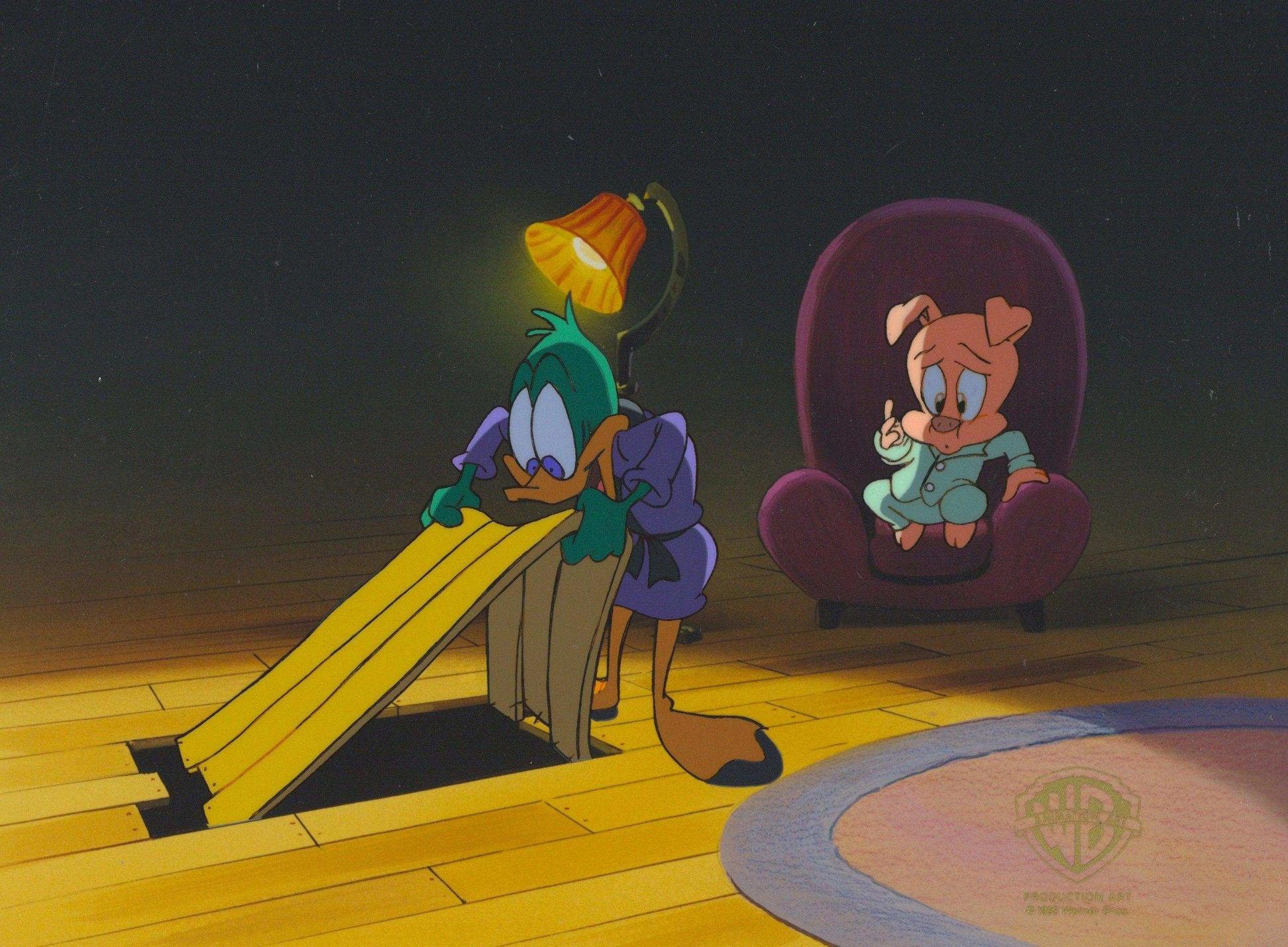 Tiny Toons Original Production Cel: Hamton J. Pig and Plucky Duck - Art by Warner Bros. Studio Artists