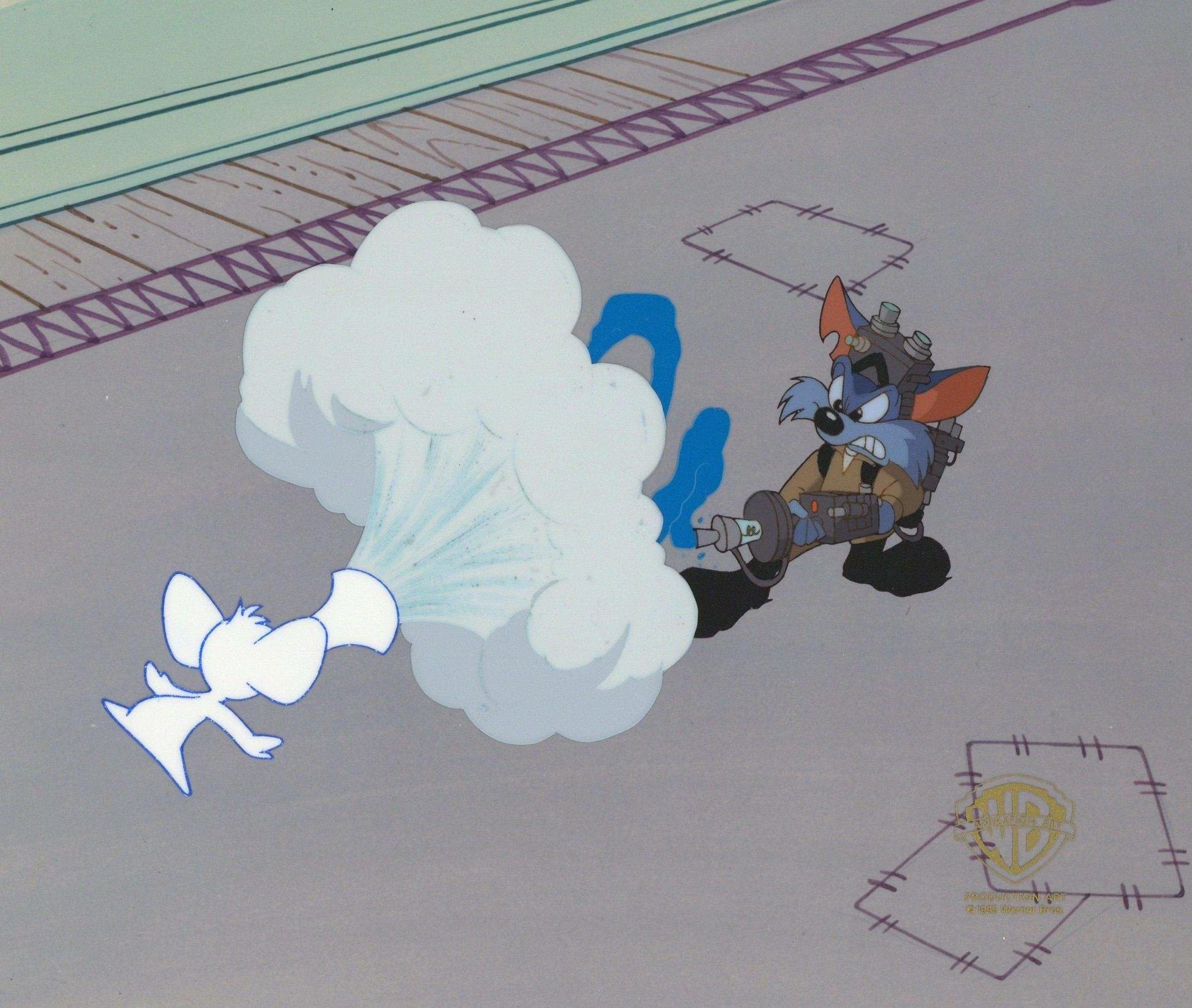 Tiny Toons Original Production Cel: Furball and Sneezer the Sneezing Ghost - Art by Warner Bros. Studio Artists