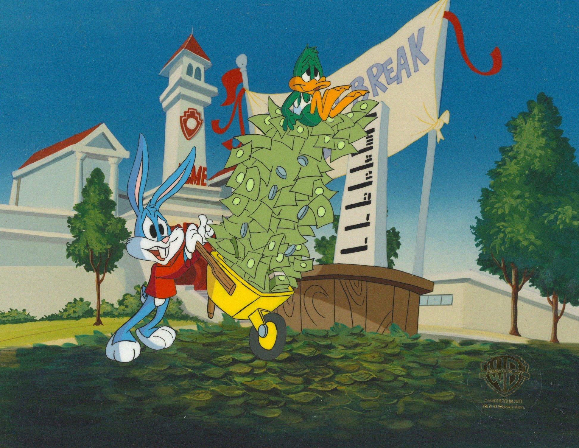 Tiny Toons Original Production Cel: Buster Bunny and Plucky Duck - Art by Warner Bros. Studio Artists