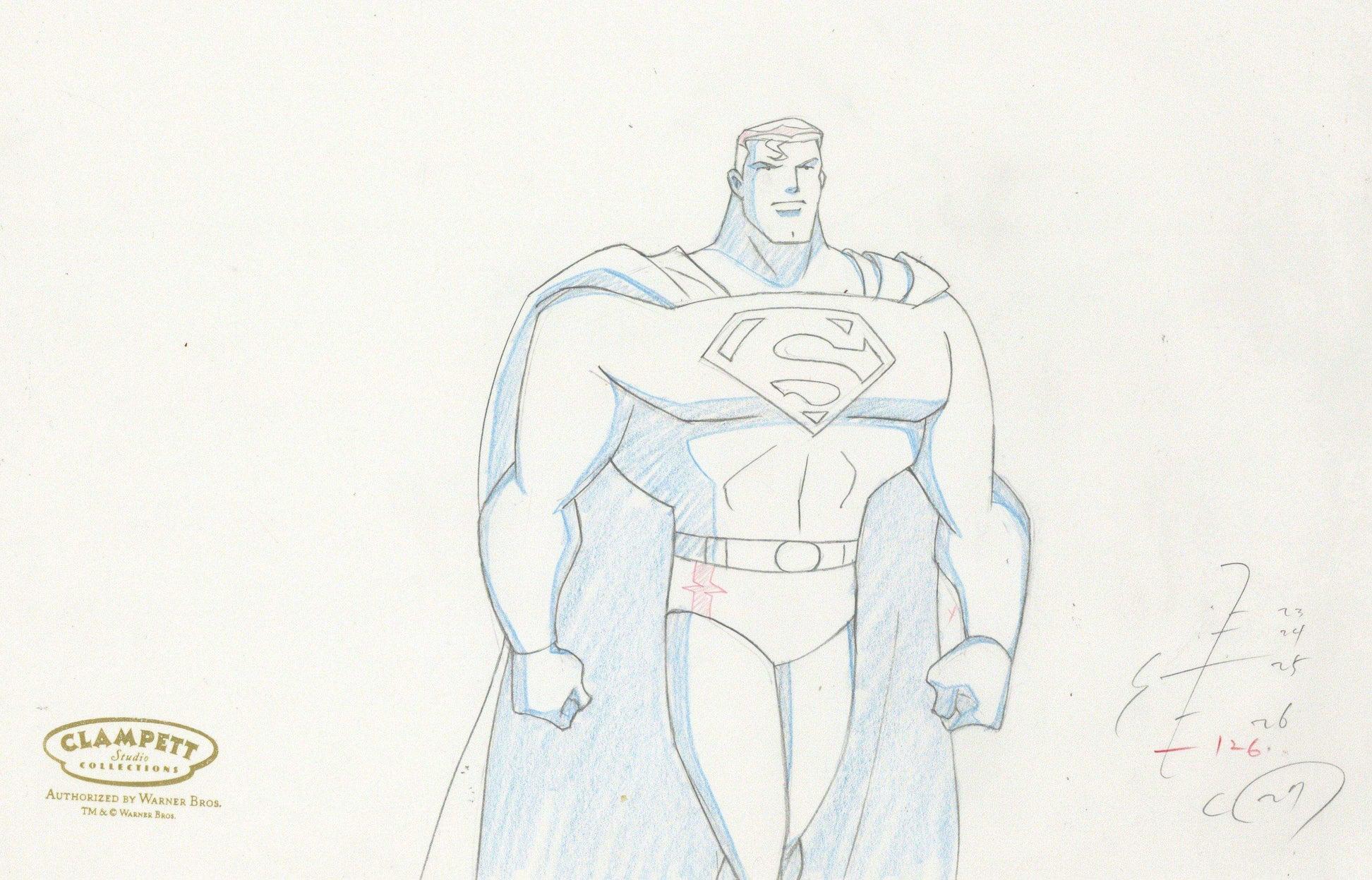 Superman the Animated Series Original Production Drawing: Superman - Art by DC Comics Studio Artists