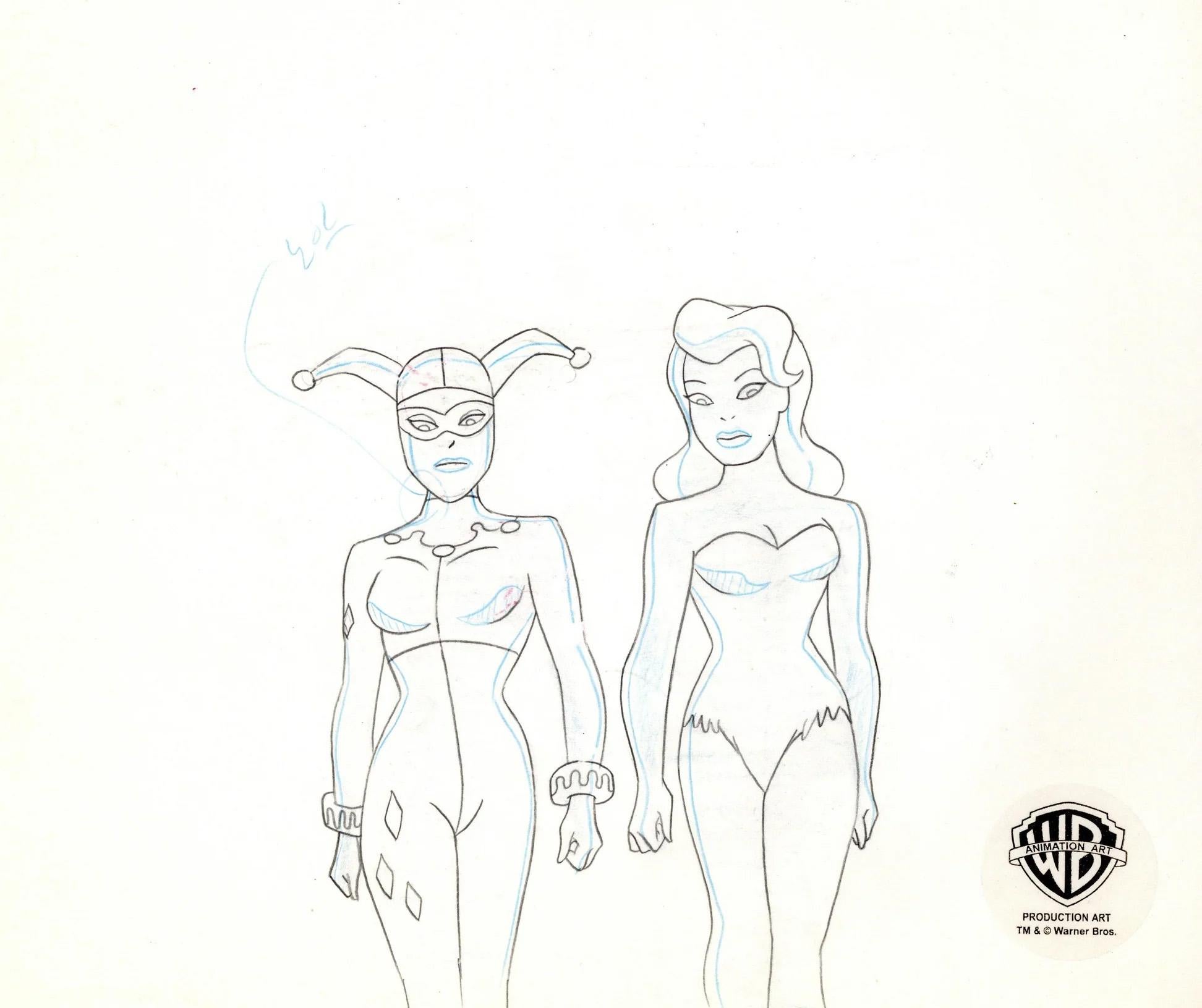 Batman The Animated Series Original Production Drawing: Harley and Poison Ivy - Art by DC Comics Studio Artists