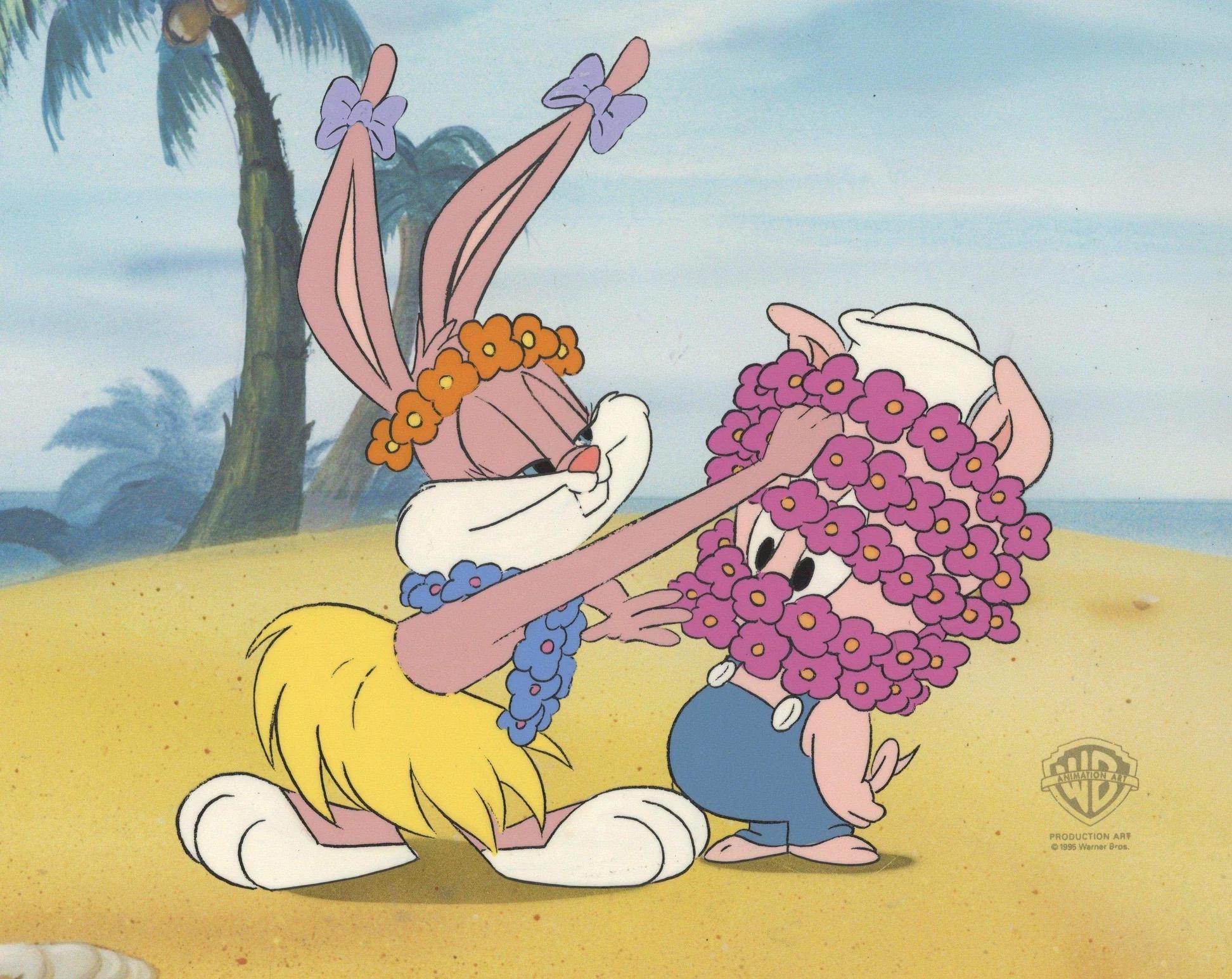 Tiny Toons Original Production Cel: Babs Bunny and Hampton J. Pig - Art by Warner Bros. Studio Artists