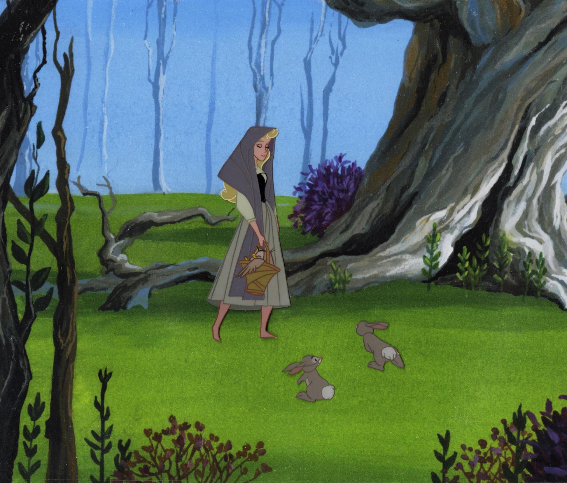 Sleeping Beauty Original Production Cel: Aurora and Forest Animals - Art by Walt Disney Studio Artists
