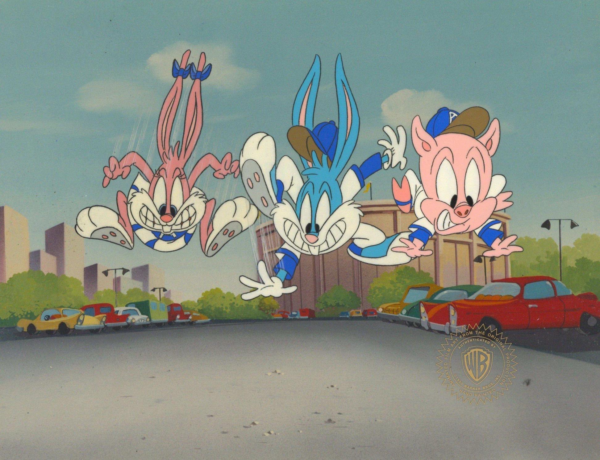 Tiny Toons Original Production Cel: Babs Bunny, Buster Bunny, and Hamton J. Pig - Art by Warner Bros. Studio Artists
