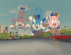 Vintage Tiny Toons Original Production Cel: Babs Bunny, Buster Bunny, and Hamton J. Pig