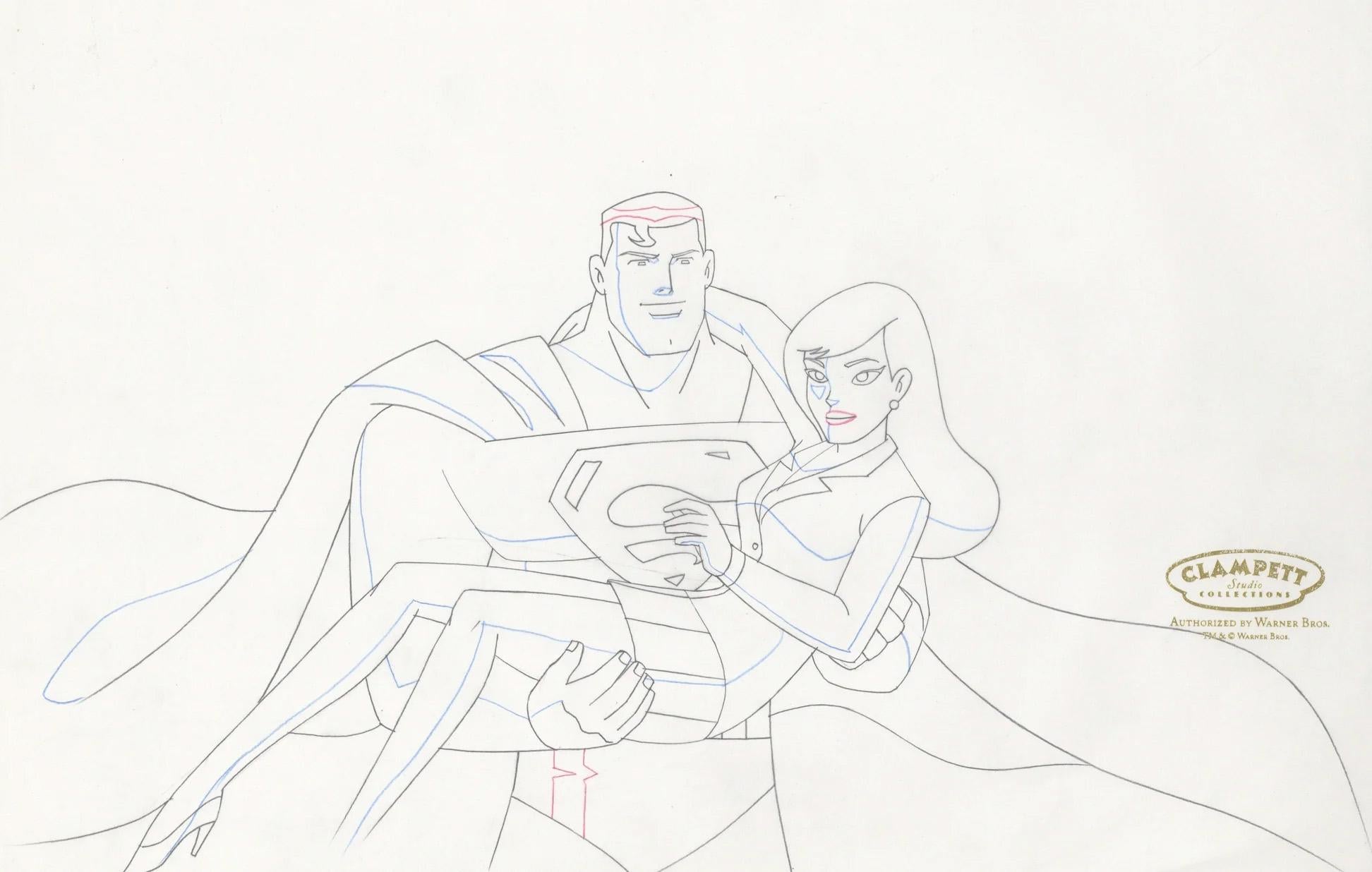 Disegno originale della produzione di Justice League: Superman e Lois Lane - Art di DC Comics Studio Artists