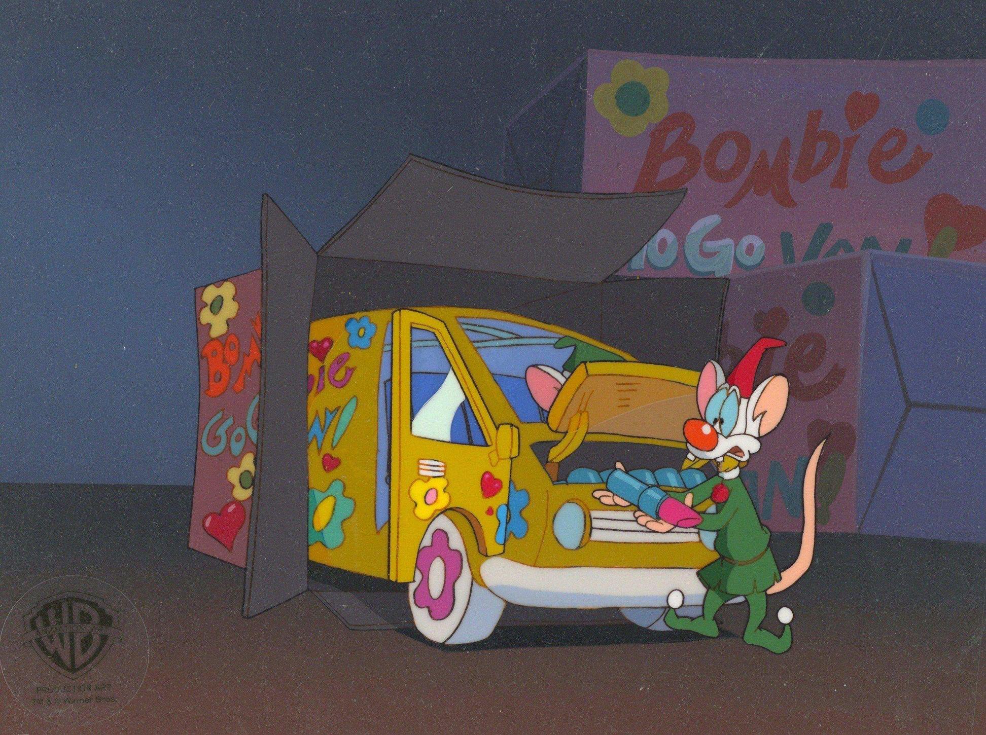 Pinky And The Brain Original Production Cel on Original Background: Pinky - Art by Warner Bros. Studio Artists