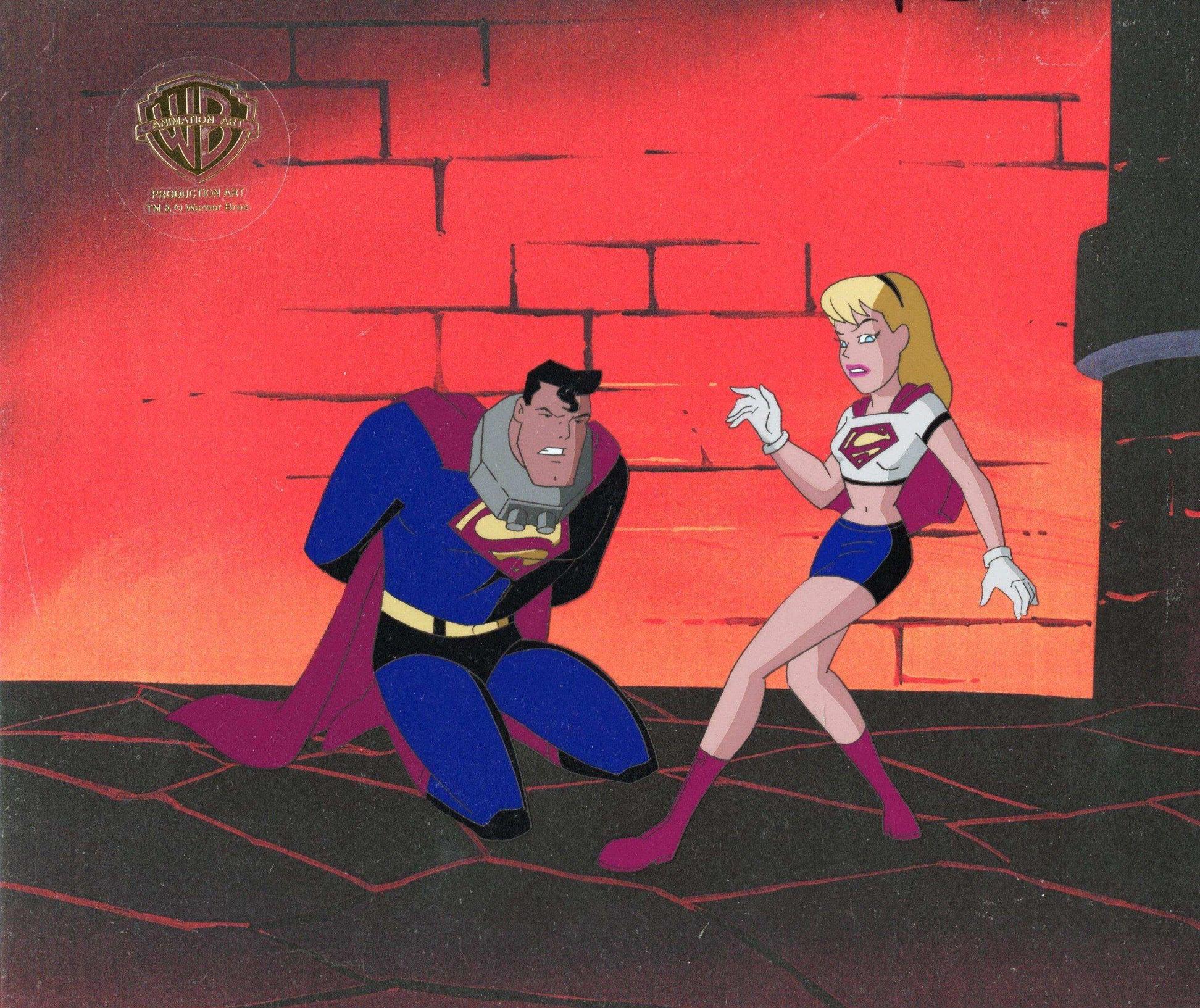 Superman the Animated Series Original Production Cel: Superman and Supergirl - Art by DC Comics Studio Artists