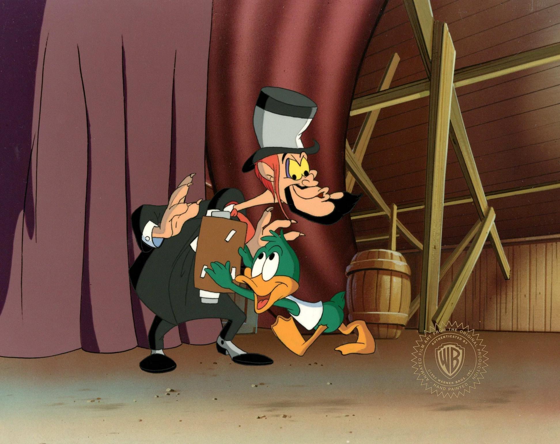 Tiny Toons Original Production Cel: Plucky Duck and Silas Wonder - Art by Warner Bros. Studio Artists