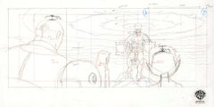 Teen Titans Original Production Drawing: Cyborg, Beast Boy, Starfire, and Trigon