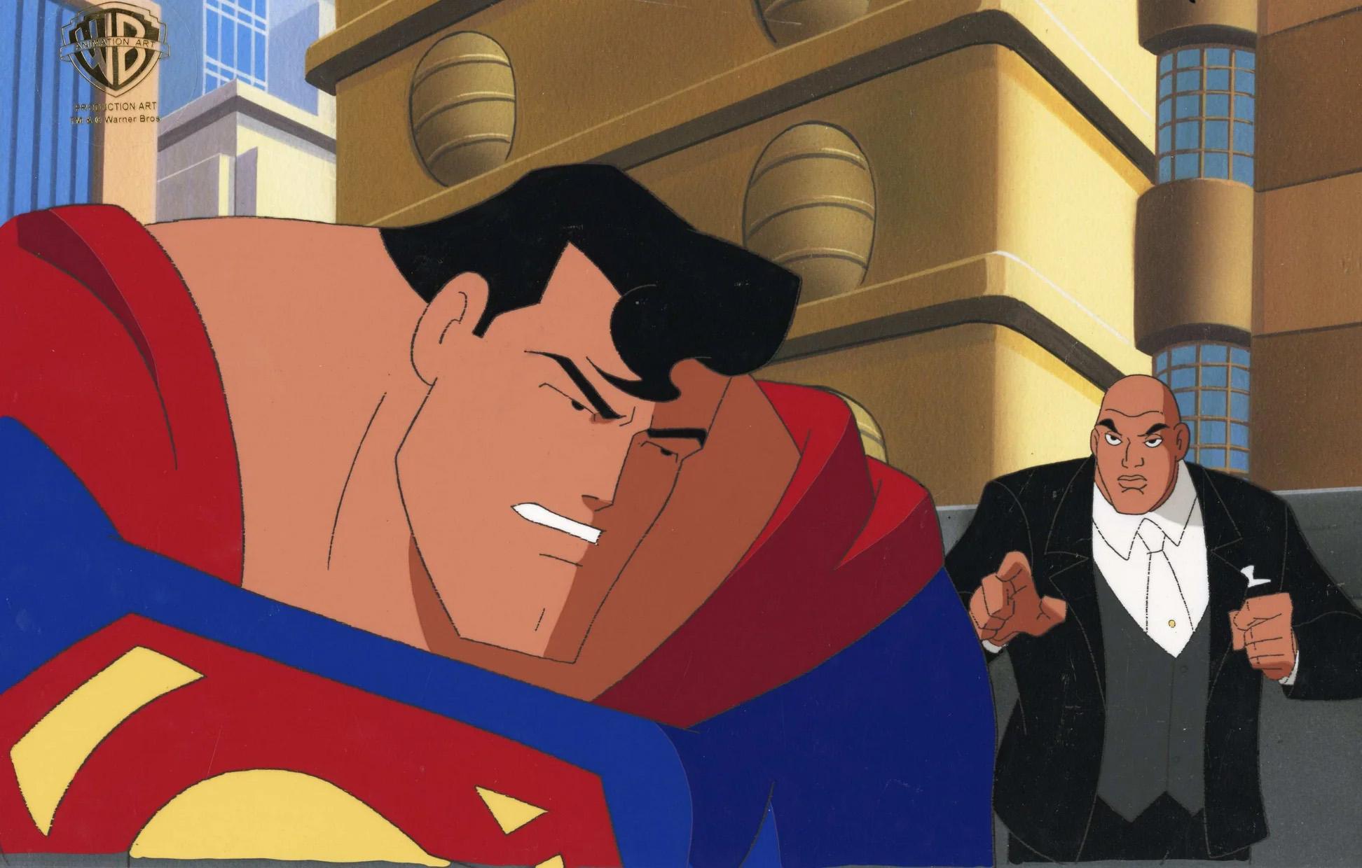 Superman the Animated Series Production Cel: Superman and Luthor - Art by DC Comics Studio Artists
