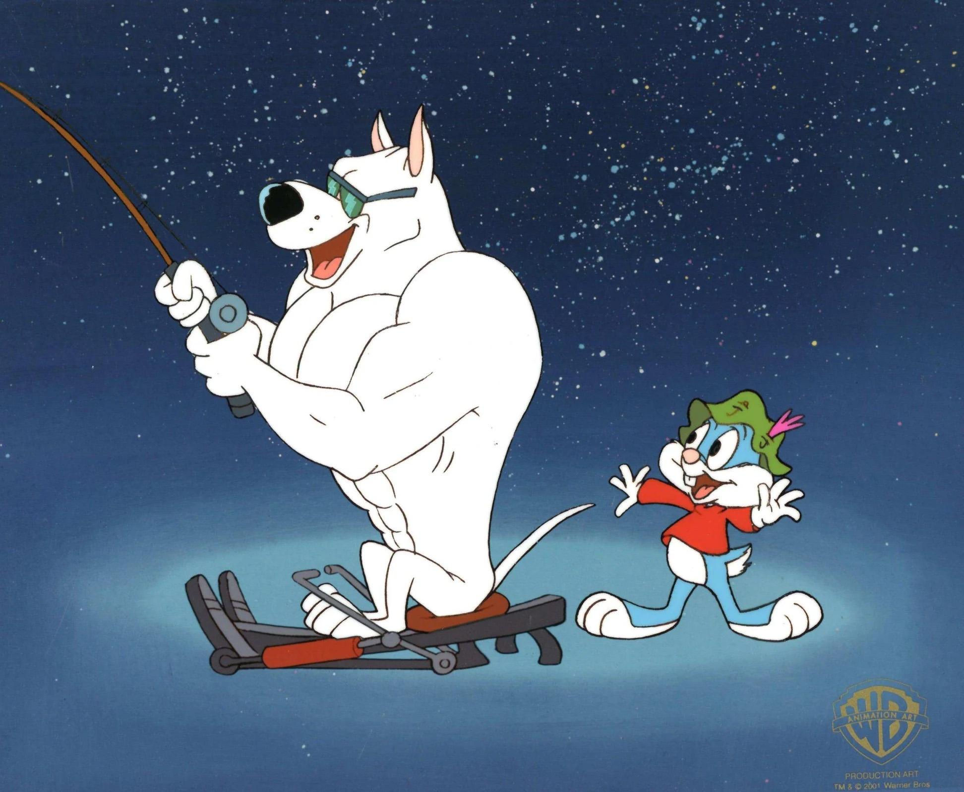 Tiny Toons Original Production Cel: Buster Bunny and Arnold the Pitbull - Art by Warner Bros. Studio Artists