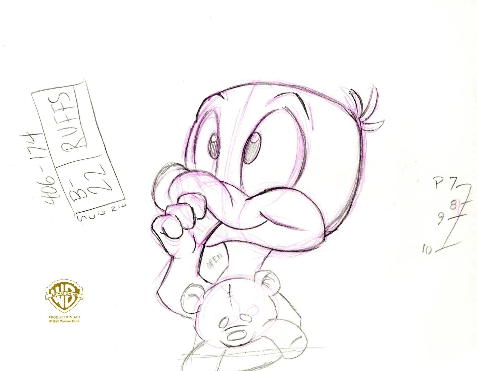 Tiny Toons Original Production Drawing: Baby Plucky Duck - Art by Warner Bros. Studio Artists
