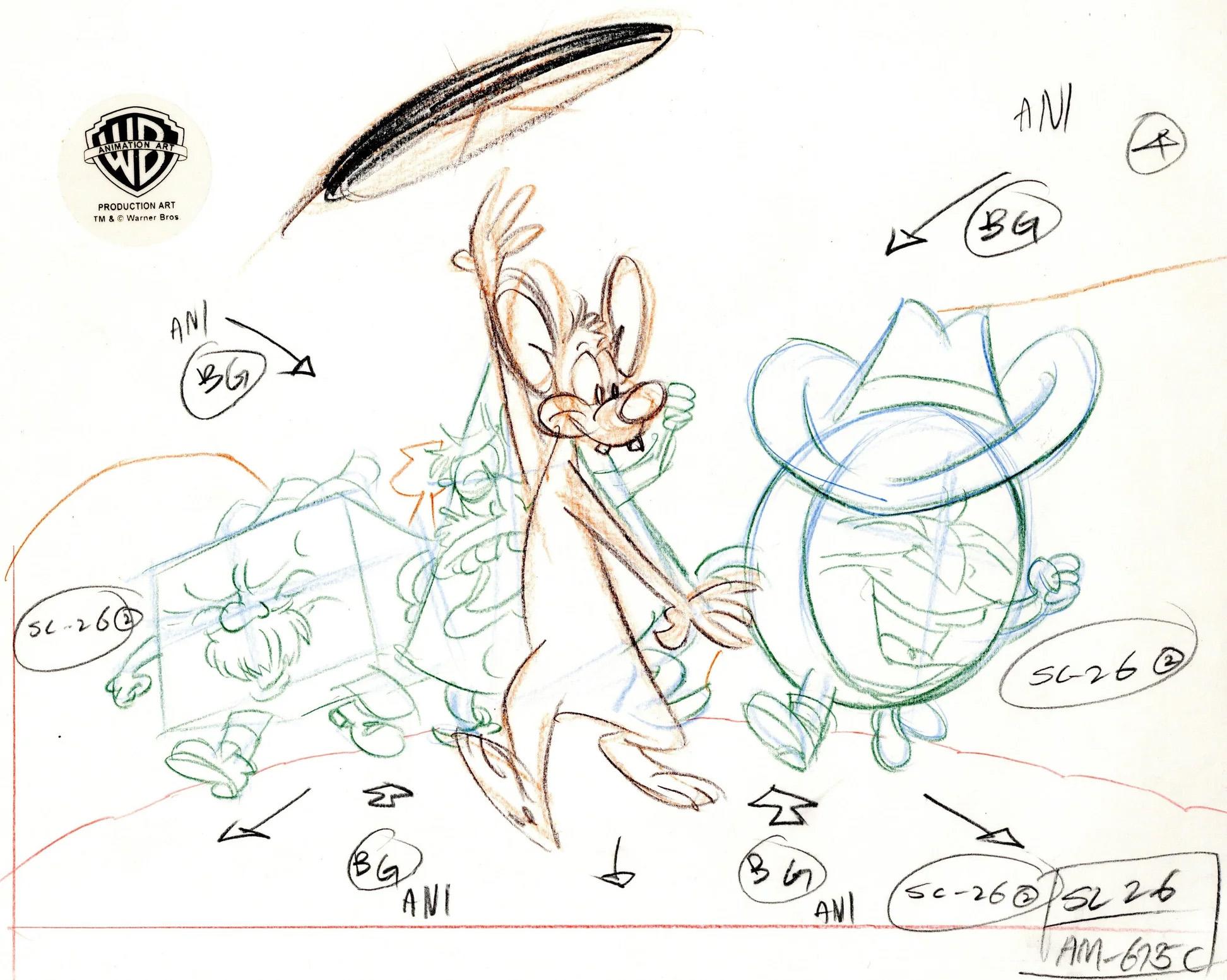 Pinky And The Brain Original Production Layout Drawing: Pinky - Art by Warner Bros. Studio Artists