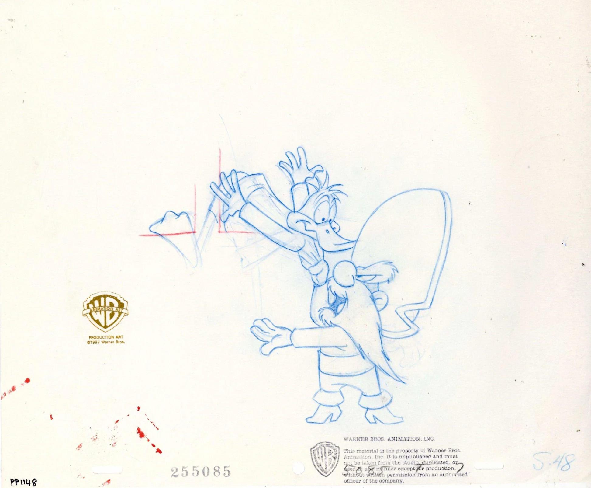 Looney Tunes Original Production Drawing: Daffy Duck and Yosemite Sam - Art by Warner Bros. Studio Artists