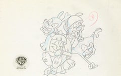 Animaniacs Original Production Drawing: Elmyra, Yakko, Wakko, and Dot