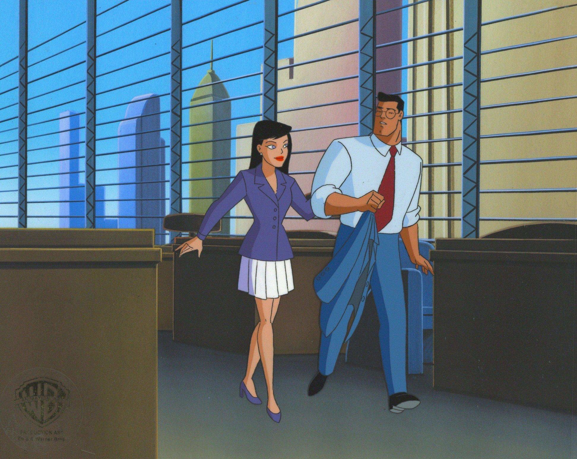 Superman the Animated Series Original Production Cel: Clark Kent and Lois Lane - Art by DC Comics Studio Artists