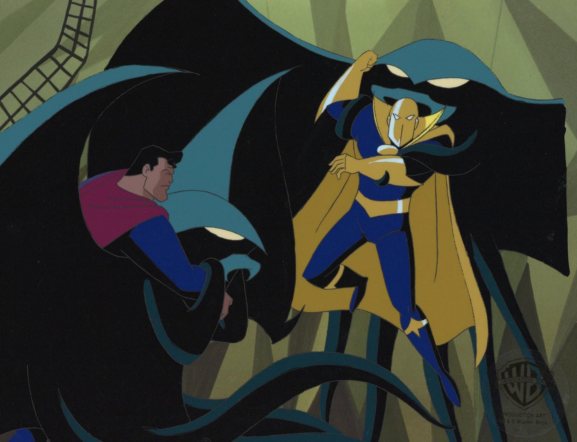Superman the Animated Series Original Production Cel: Superman and Fate - Art by DC Comics Studio Artists