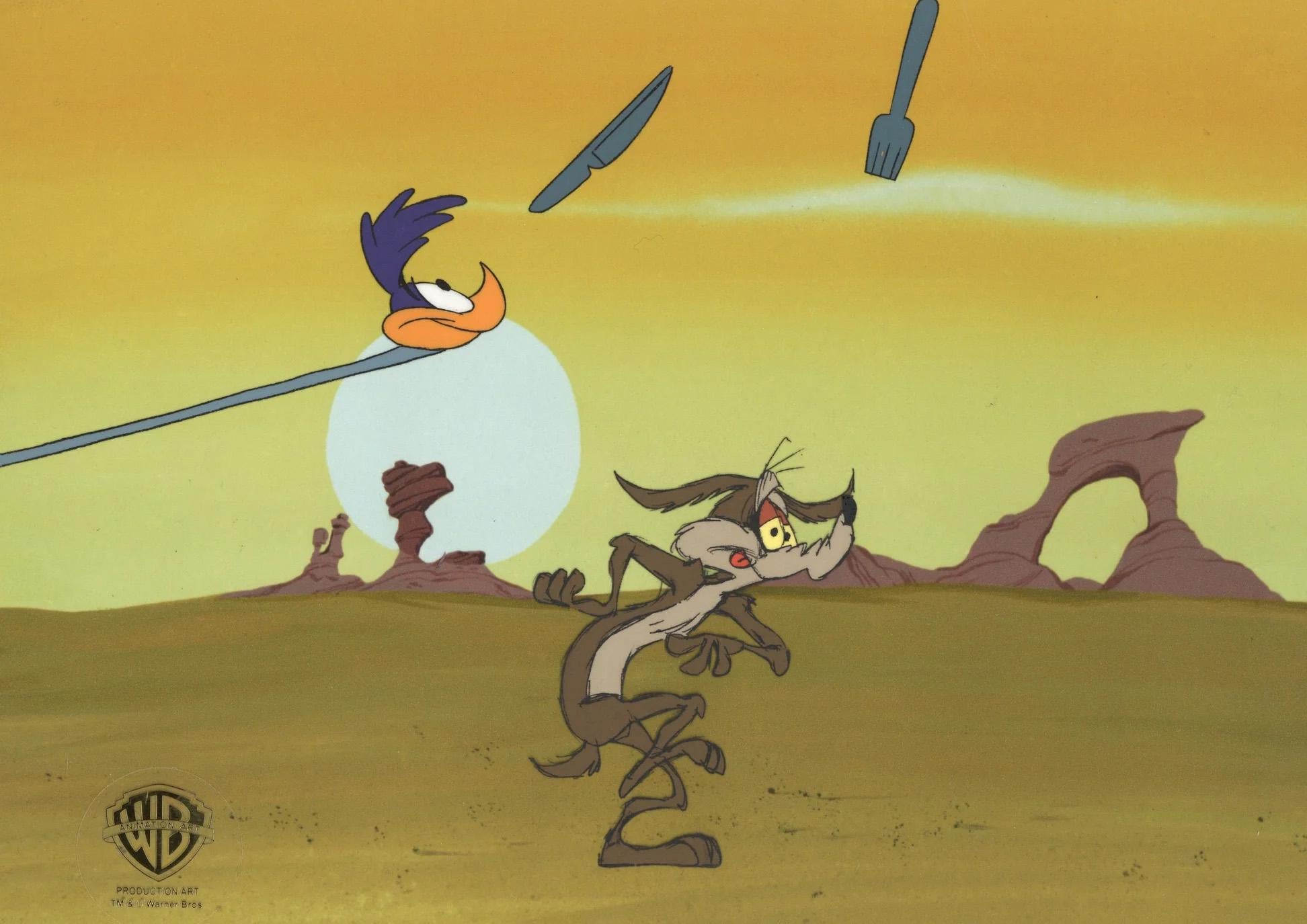 Looney Tunes Original Production Cel: Road Runner and Wile E. Coyote - Art by Warner Bros. Studio Artists