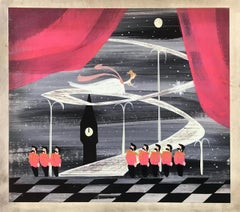 Peinture originale du concept de Cinderella : Robe de bal