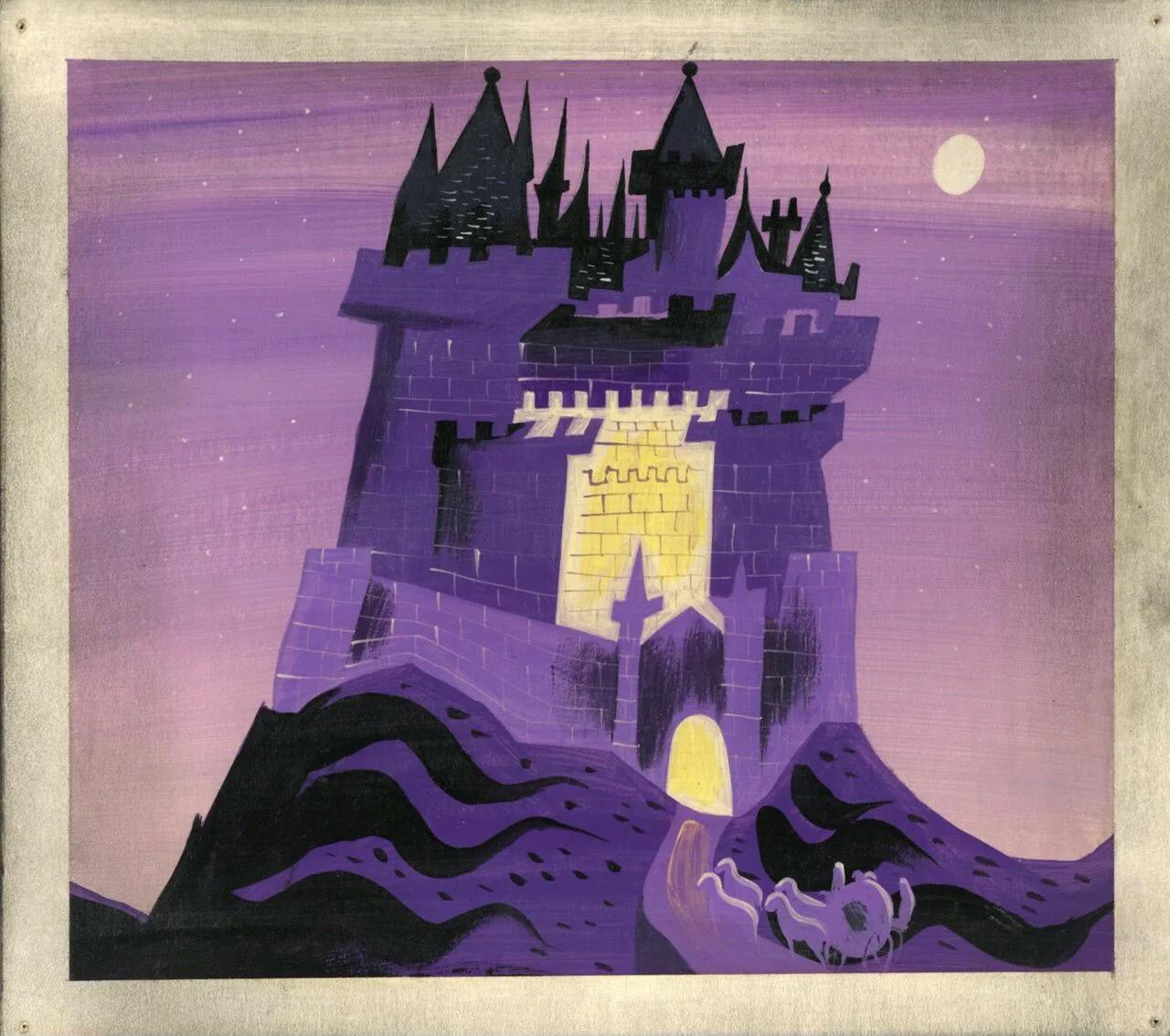 Original Cinderella-Konzept-Gemälde: The Castle and Coach – Art von Mary Blair