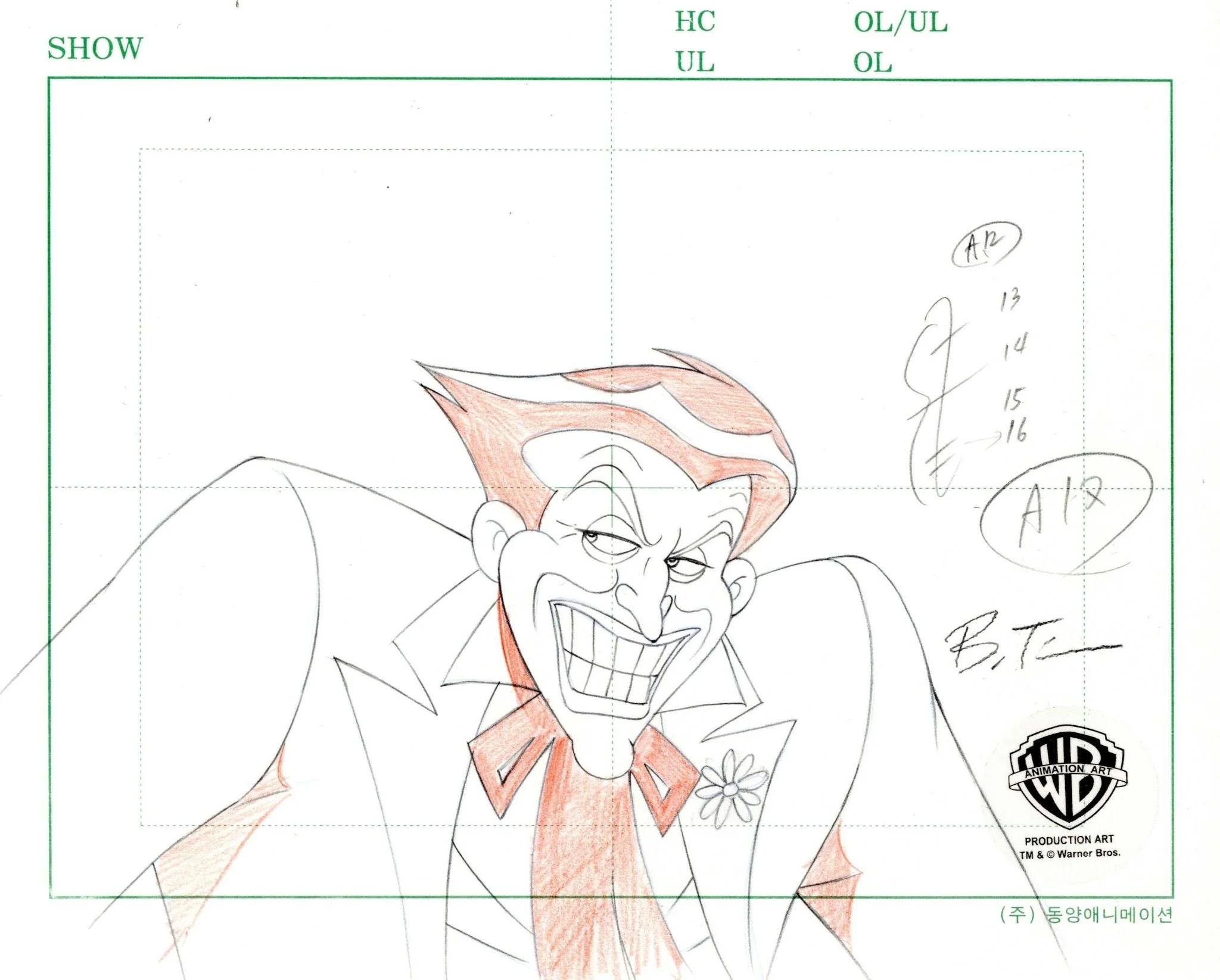 The New Batman Adventures Production Drawing signed by Bruce Timm: Joker - Art by DC Comics Studio Artists