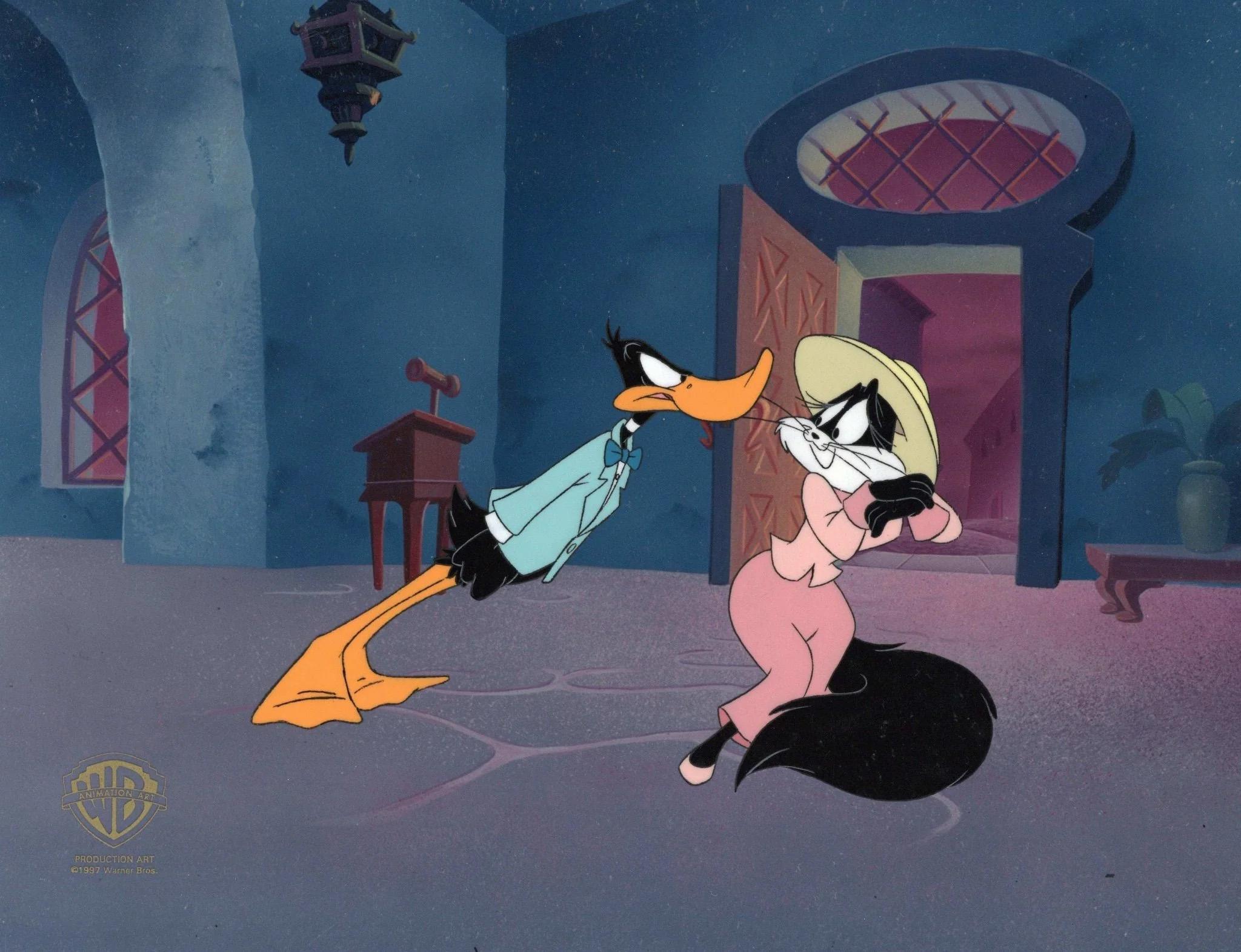 Looney Tunes Original Production Cel: Daffy Duck and Penelope Pussycat - Art by Warner Bros. Studio Artists