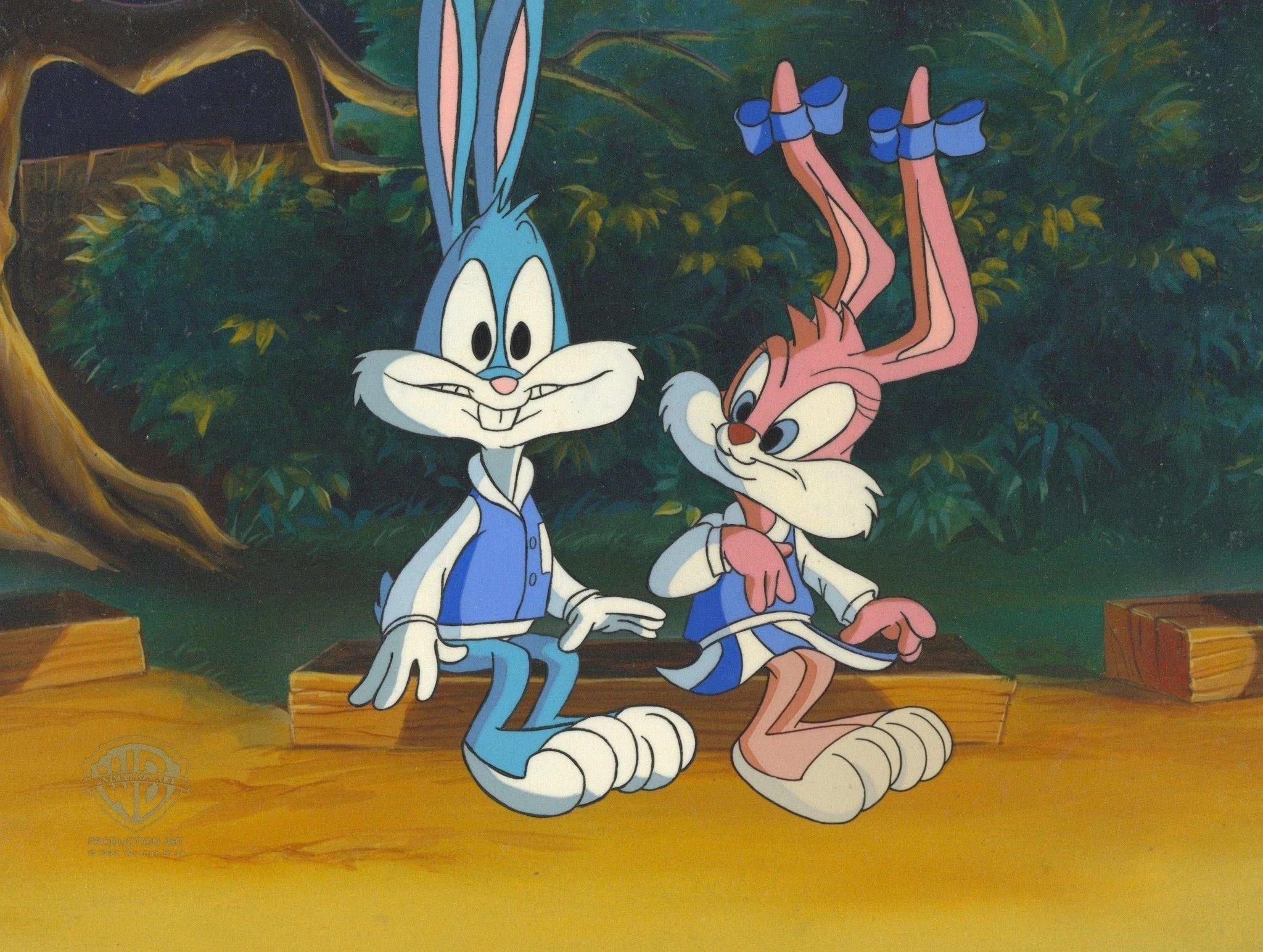 Tiny Toons Original Production Cel: Buster Bunny and Babs Bunny - Art by Warner Bros. Studio Artists