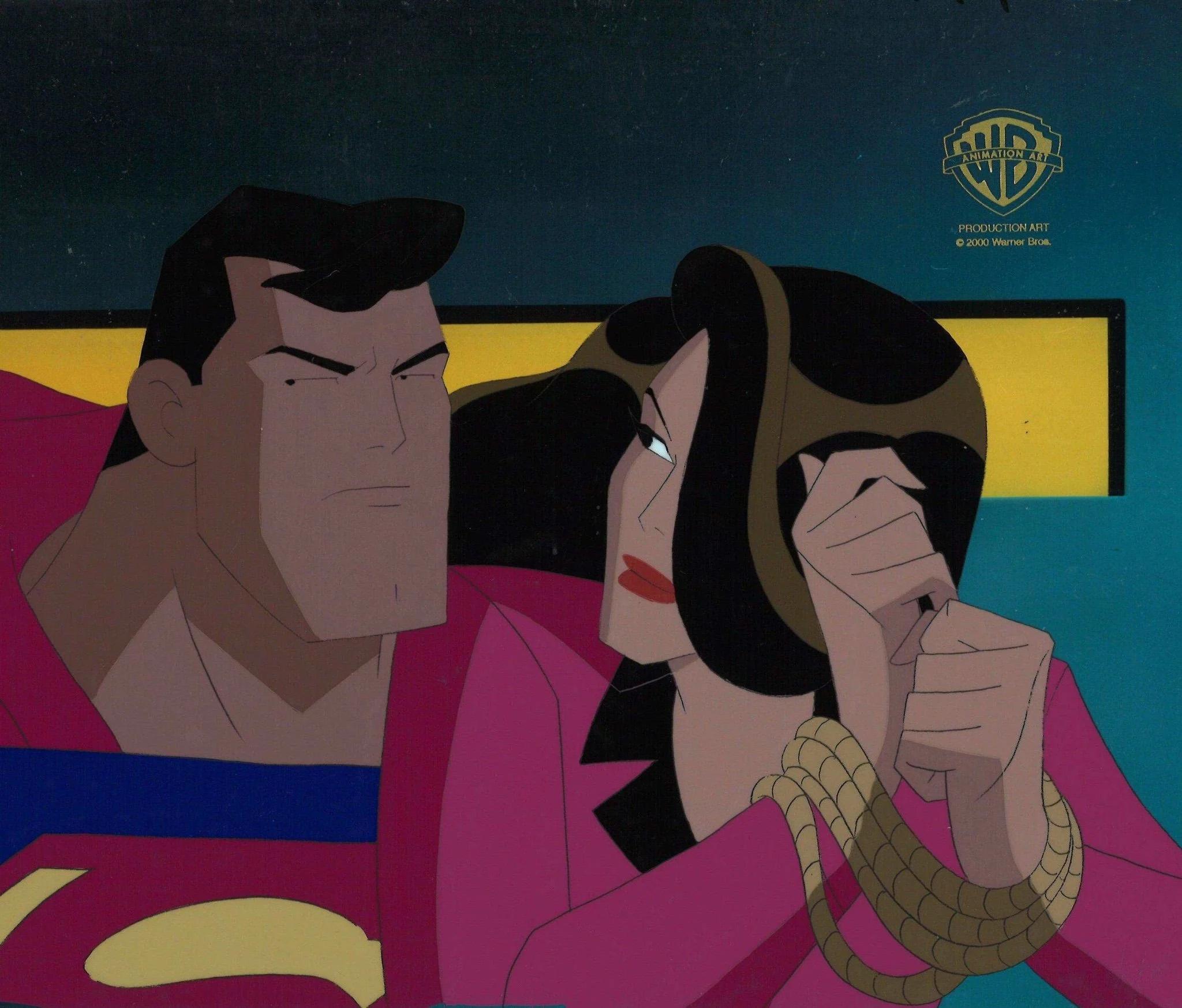 Superman the Animated Series Original Production Cel: Superman and Talia Al Ghul - Art by DC Comics Studio Artists