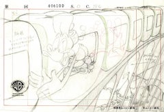Vintage Tiny Toons Original Production Layout Drawing: Plucky Duck and Hamton