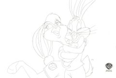 Vintage Space Jam Original Production Drawing: Lola Bunny and Bugs Bunny