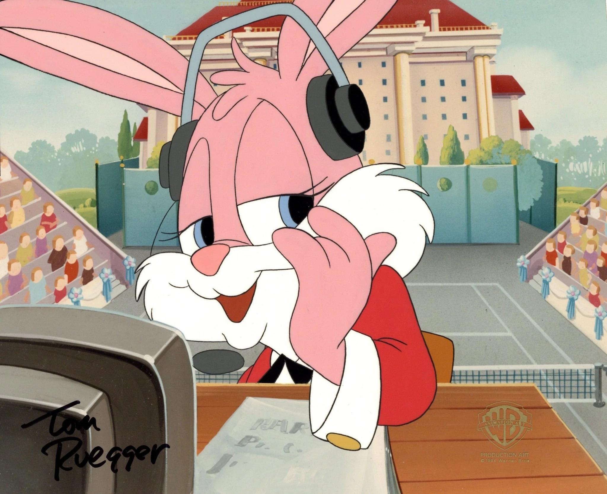 Tiny Toons Adventures Original Production Cel Signed by Tom Ruegger: Babs Bunny - Art by Warner Bros. Studio Artists