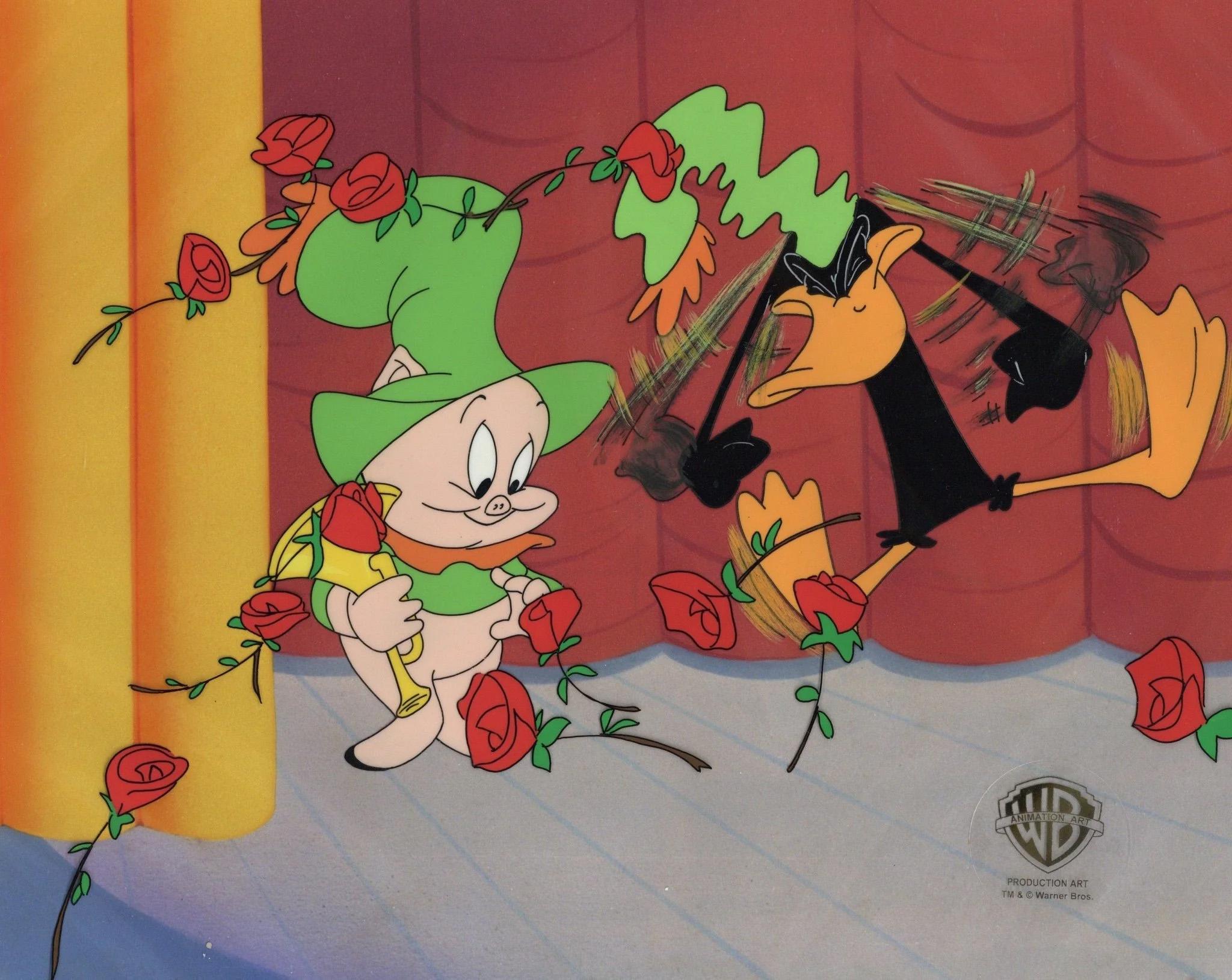Looney Tunes Original Production Cel: Porky Pig and Daffy Duck - Art by Looney Tunes Studio Artists