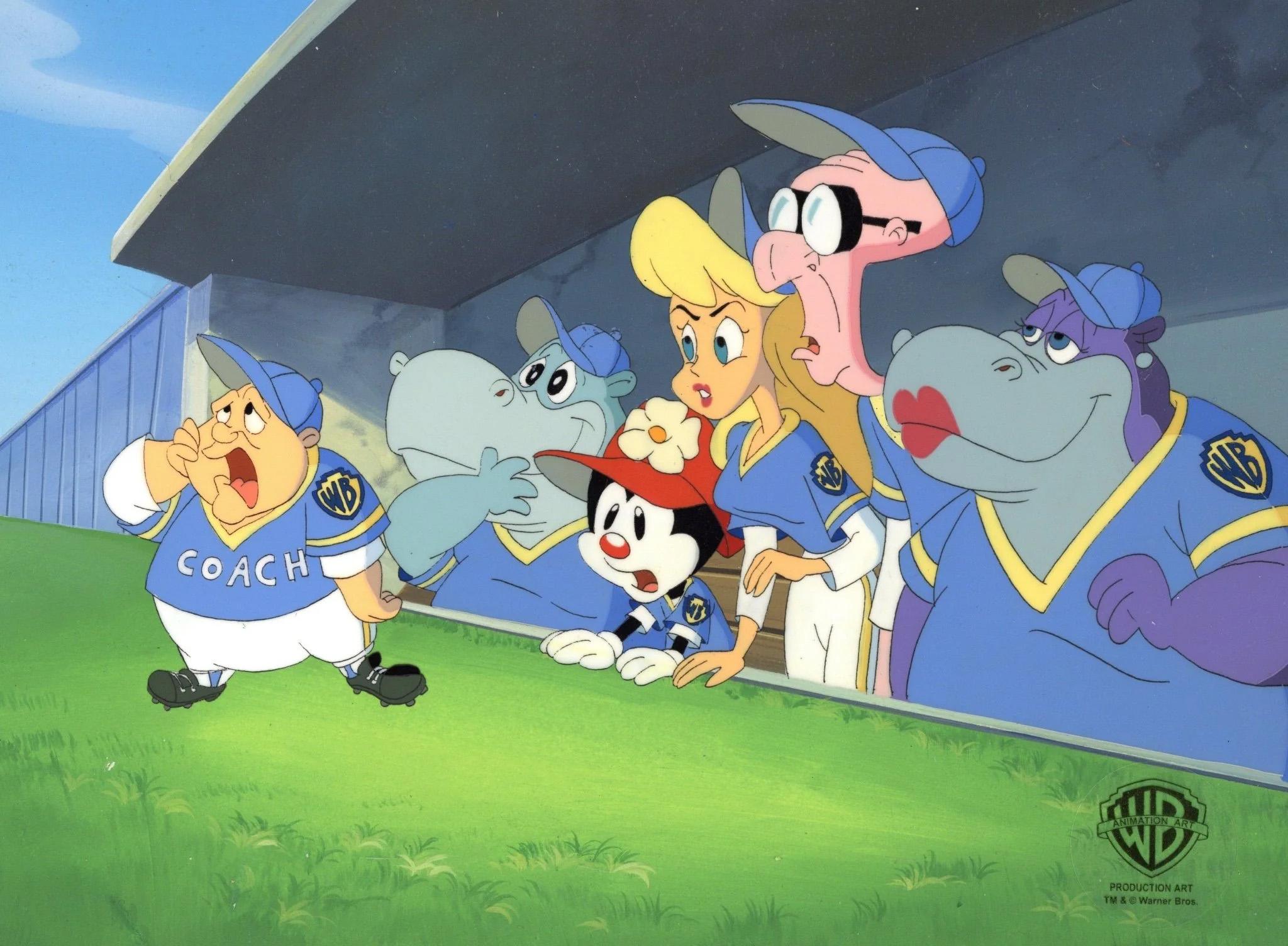 Animaniacs Original Production Cel on Original Background: Coach and The Team  - Art by Warner Bros. Studio Artists